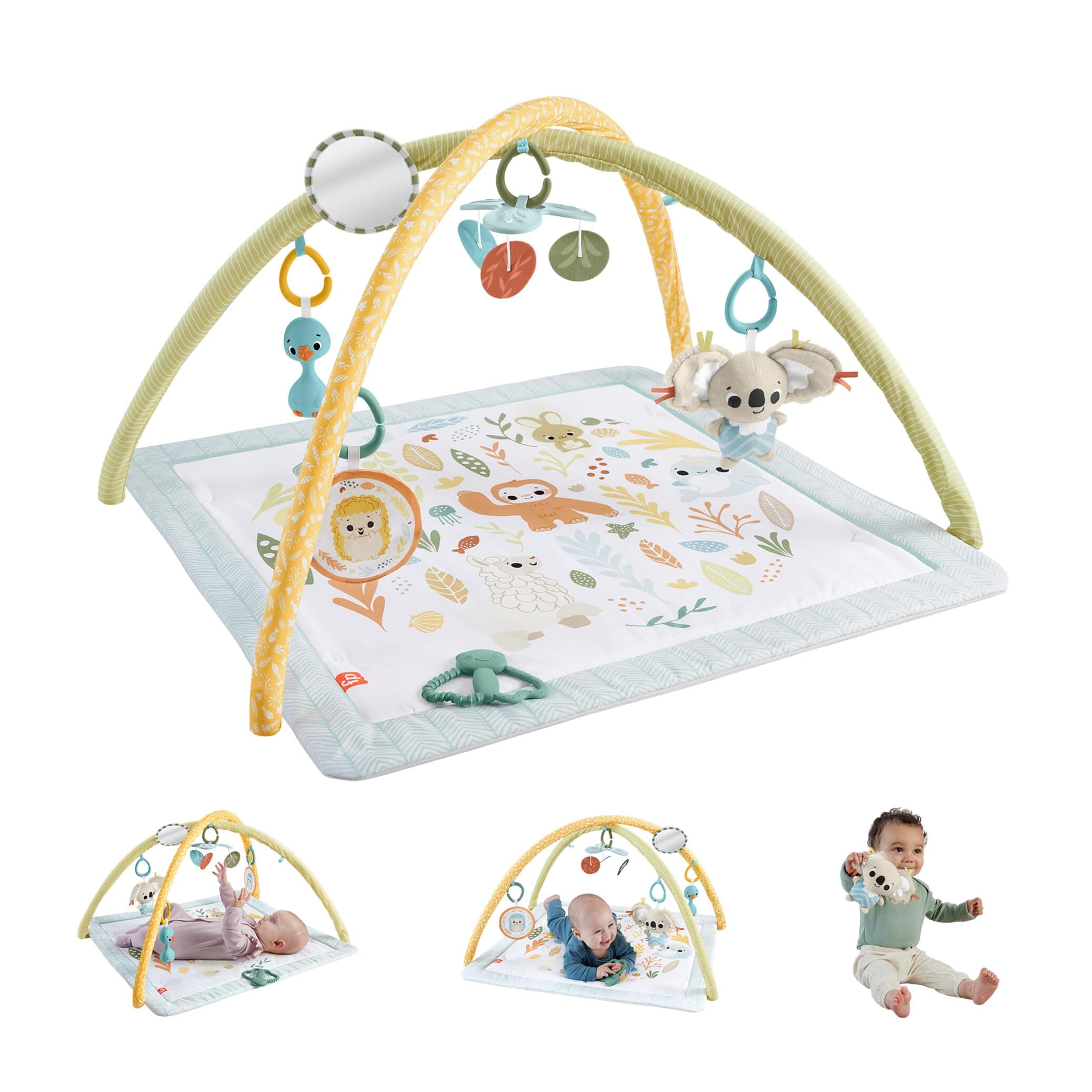 Fisher-Price Gimnasio Infantil Despierta Tus sentidos Alfombra de Actividades con Juguetes móviles y sensoriales Que favorecen el Desarrollo de los bebés a Partir del Nacimiento, JMN74