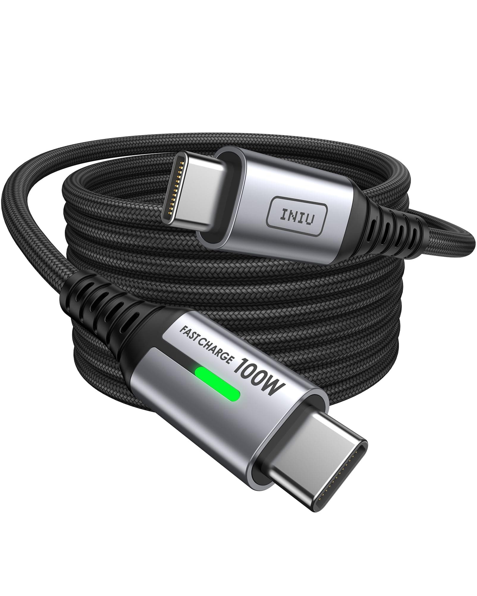 INIU USB C Kabel, 100W [2m] PD3.0 Schnellladekabel USB C auf USBC, Nylon Geflochten Ladekabel USB-C Ladegerät für iPhone 17 16 15 Pro Max Samsung Galaxy S25 S24 S23 Pixel 9 iPad Air Pro MacBook usw.