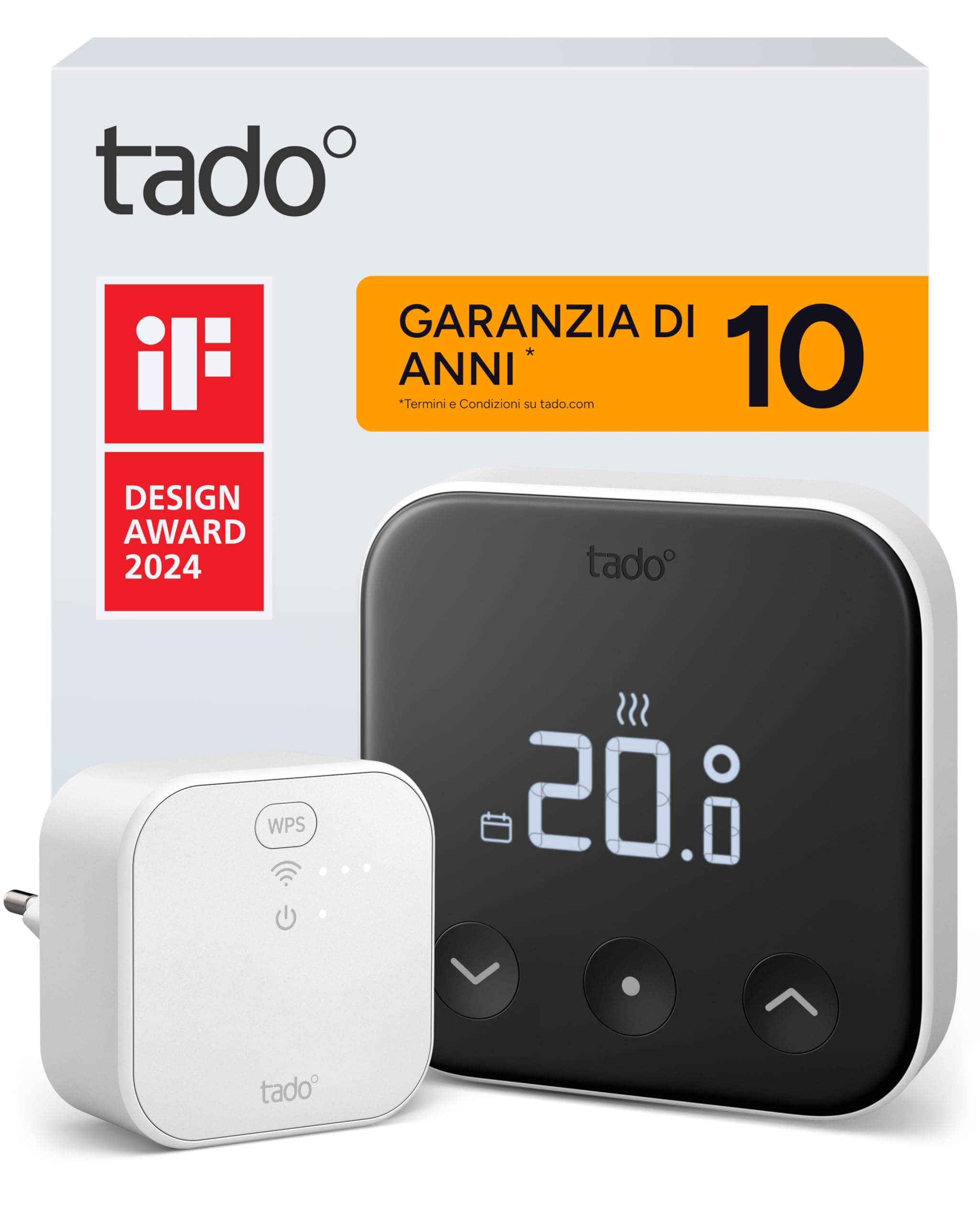 tado° termostato intelligente X – Starter Kit, termostato ambiente cablato e Bridge X, controllo del riscaldamento tramite app e smart speaker (Alexa, Siri, Google)