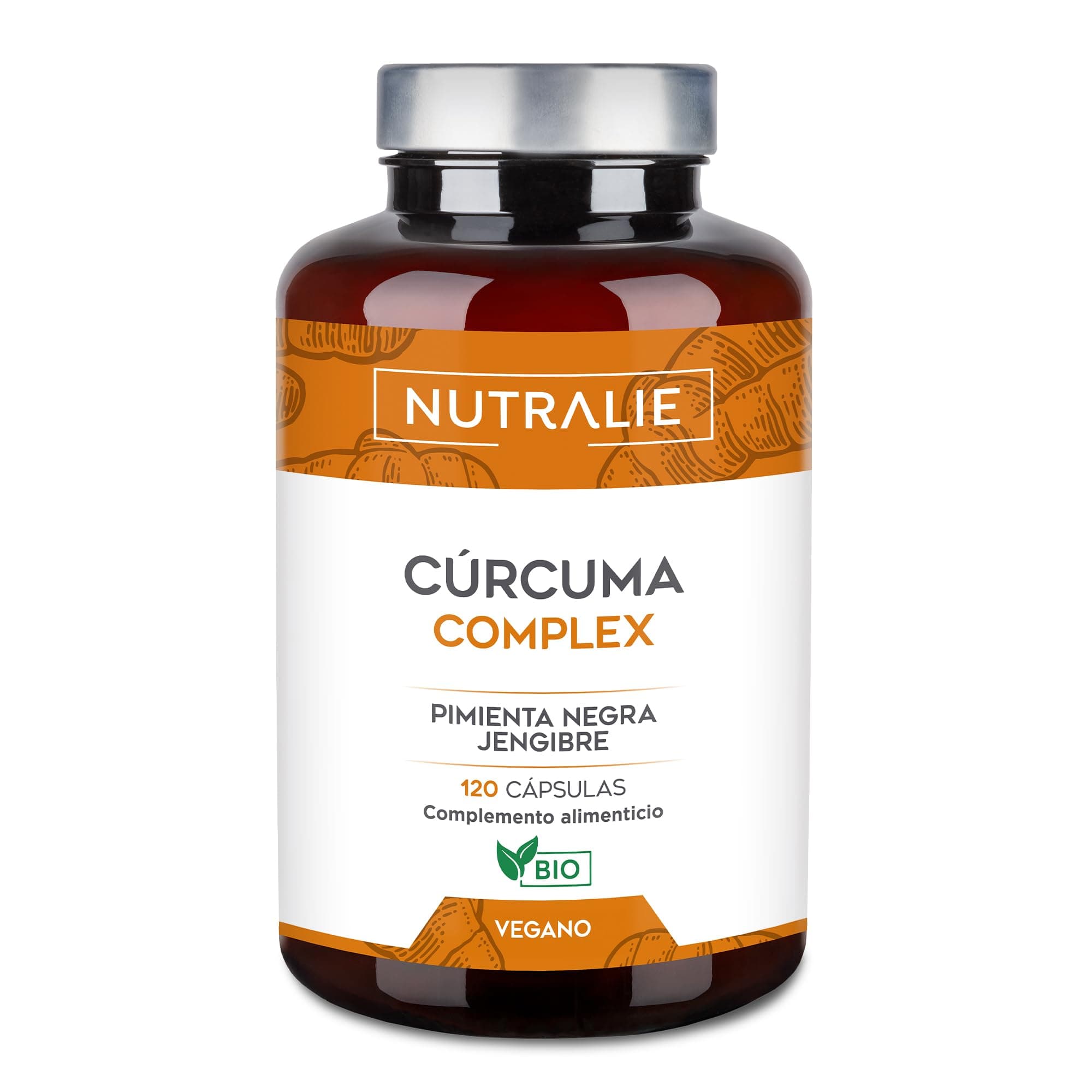 Cúrcuma Orgánica con Jengibre y Pimienta Negra (1420mg x Dosis) - Curcumina y Piperina - Turmeric Cúrcuma BIO -120 Capsulas Nutralie