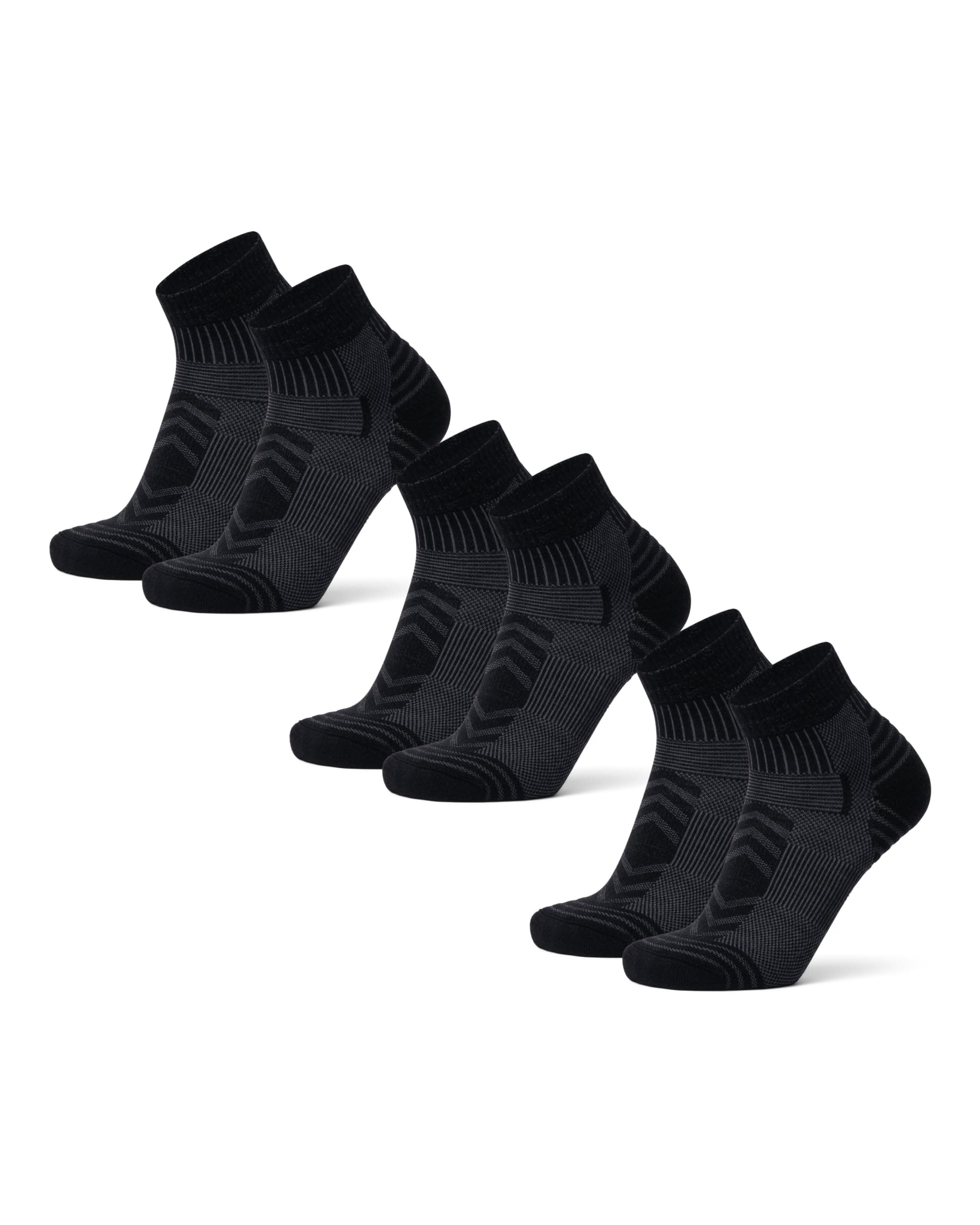 DANISH ENDURANCE Kurze Merino Wolle Wandersocken, Wollsocken, Merino Socken, Leicht Gepolstert, Atmungsaktiv & Anti-Blasen, Unisex, für Herren & Damen, 3 Paar