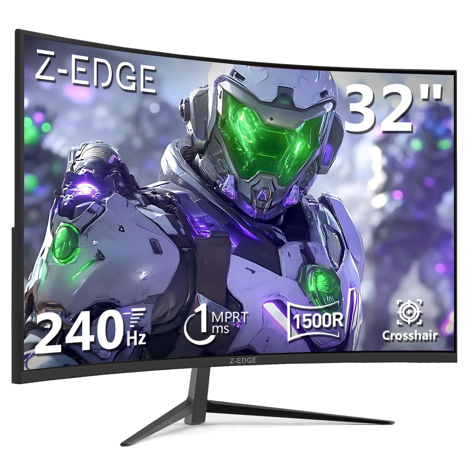 Z-Edge Monitor Gaming Curvo 32 Pulgadas, 240 Hz, 1 ms, Panel VA Full HD 1080P, Pantalla LED Curva 16:9, Brillo de 300 CD/m², 98% sRGB, FreeSync, HDR10, DisplayPort y HDMI, Soporte VESA