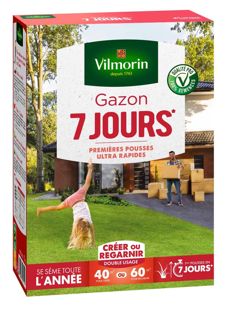 Vilmorin 4460714 Gazon 7 Jours, Vert, 1 kg