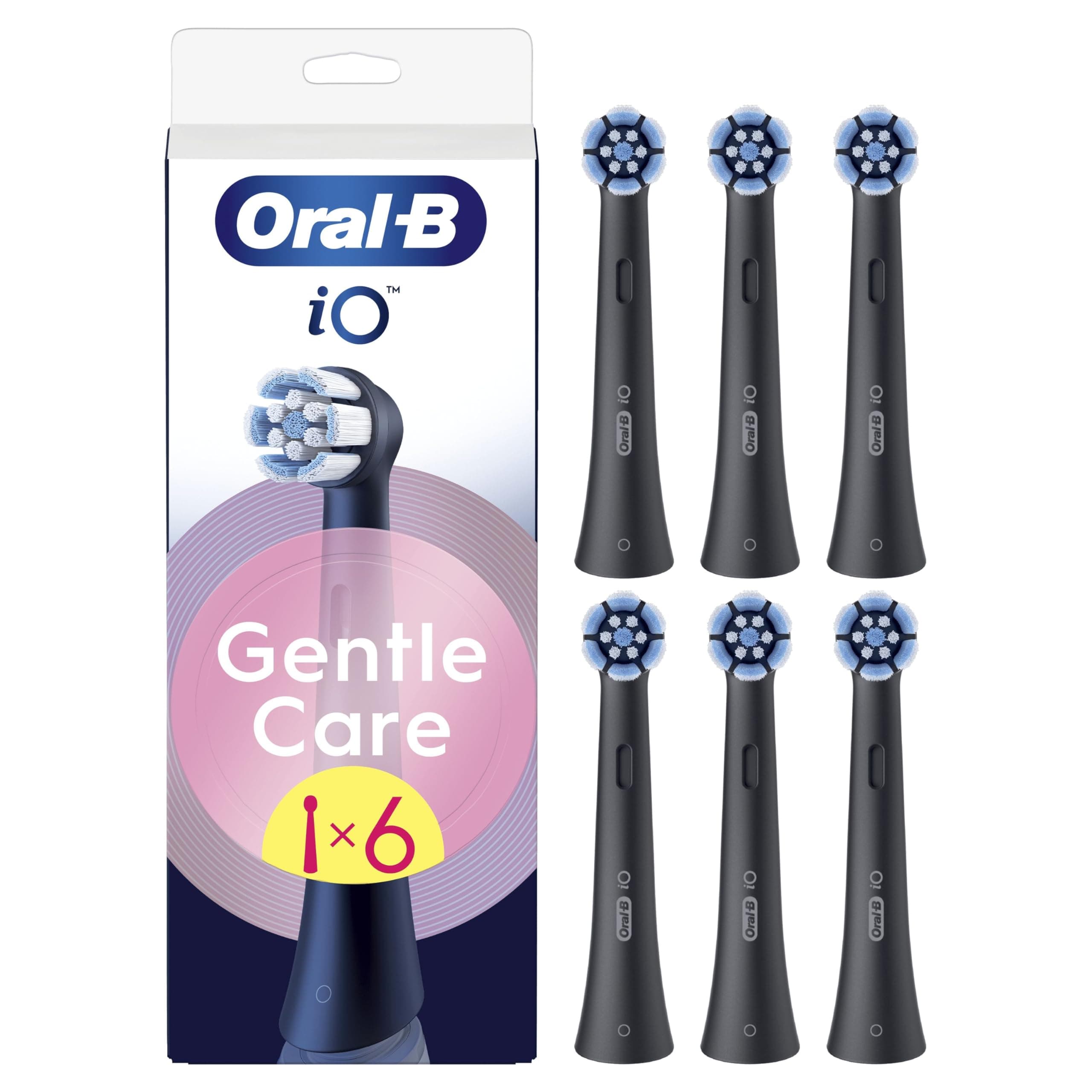 Oral-B Series iO Gentle Care Negro, Cabezales Redondos De Recambio Originales, Apto Para Encías Sensibles, 6