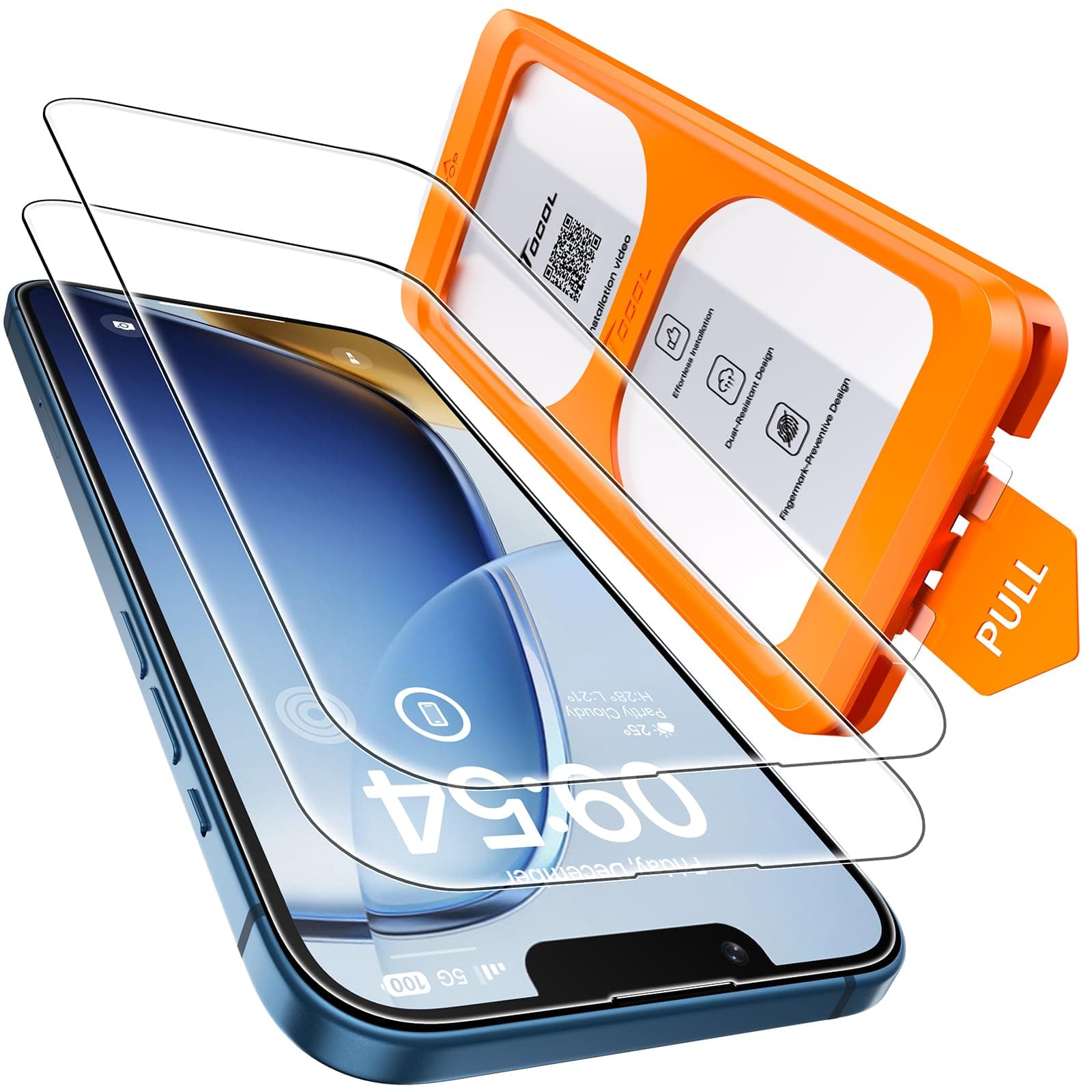 TOCOL Pellicola Protettiva per iPhone 13 Mini 5,4 Pollici, Rimozione Automatica Della Polvere, Installazione Rapida, Copertura Completa, Senza Bolle, Durezza 9H Vetro, 2 Pezzi