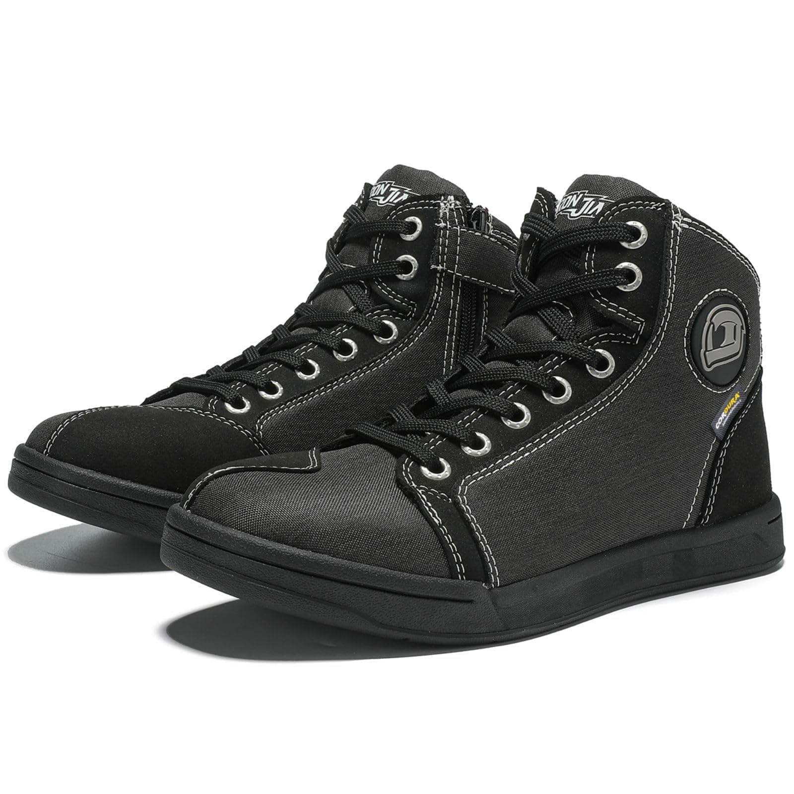 IRON JIA'S Scarpe Moto Uomo Impermeabili, Stivali Moto Uomo, Antiscivolo Traspirante Street Casual Stivali da Moto con Zip Laterale, Supporto alla Caviglia e Shift Pad