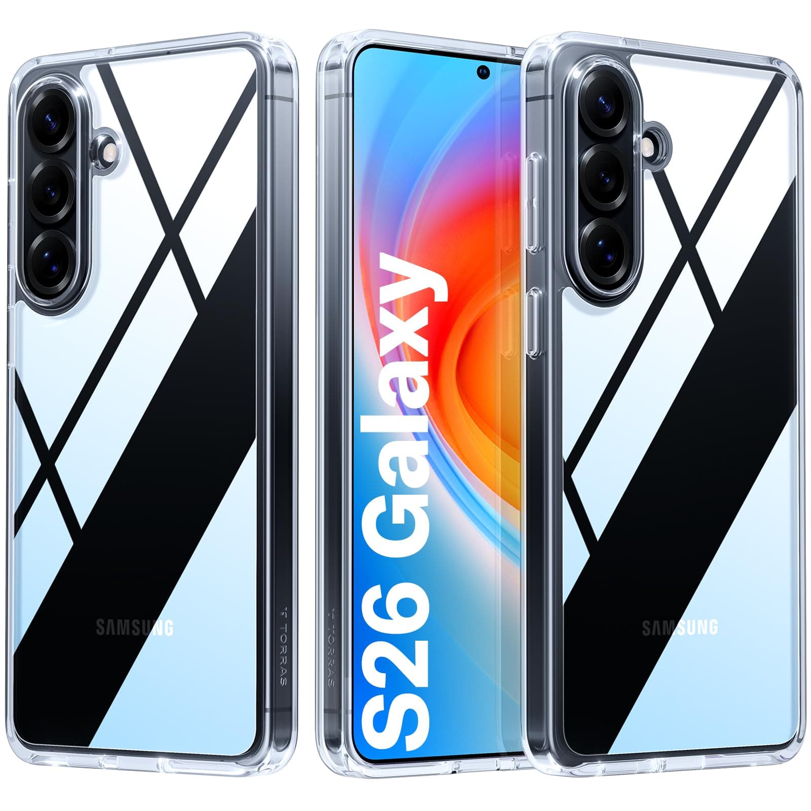 TORRAS Guardian für Samsung Galaxy S26 Hülle [TOP Militärschutz & 100% Anti-Vergilbung] mit 360° Airbags Stoßfest & Klar Handyhülle für Samsung S26 Case Originalfarben sichtbar, Transparent