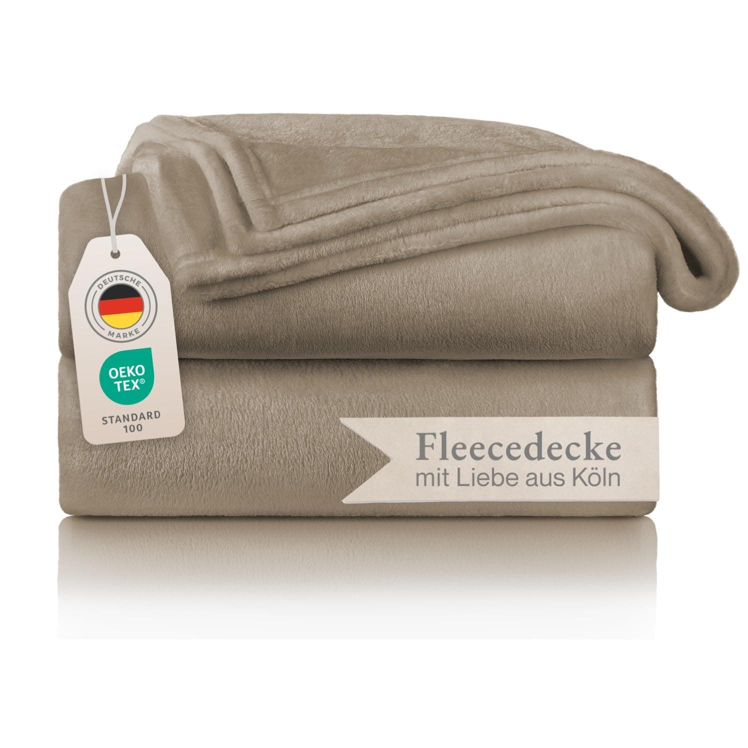 Blumtal Kuscheldecke flauschig - Oeko-TEX zertifizierte Fleecedecke 270x230 cm - Wohndecke 270x230 cm - Taupe Decke - Wohn- & Kuscheldecke/Microfaser Decke Taupe