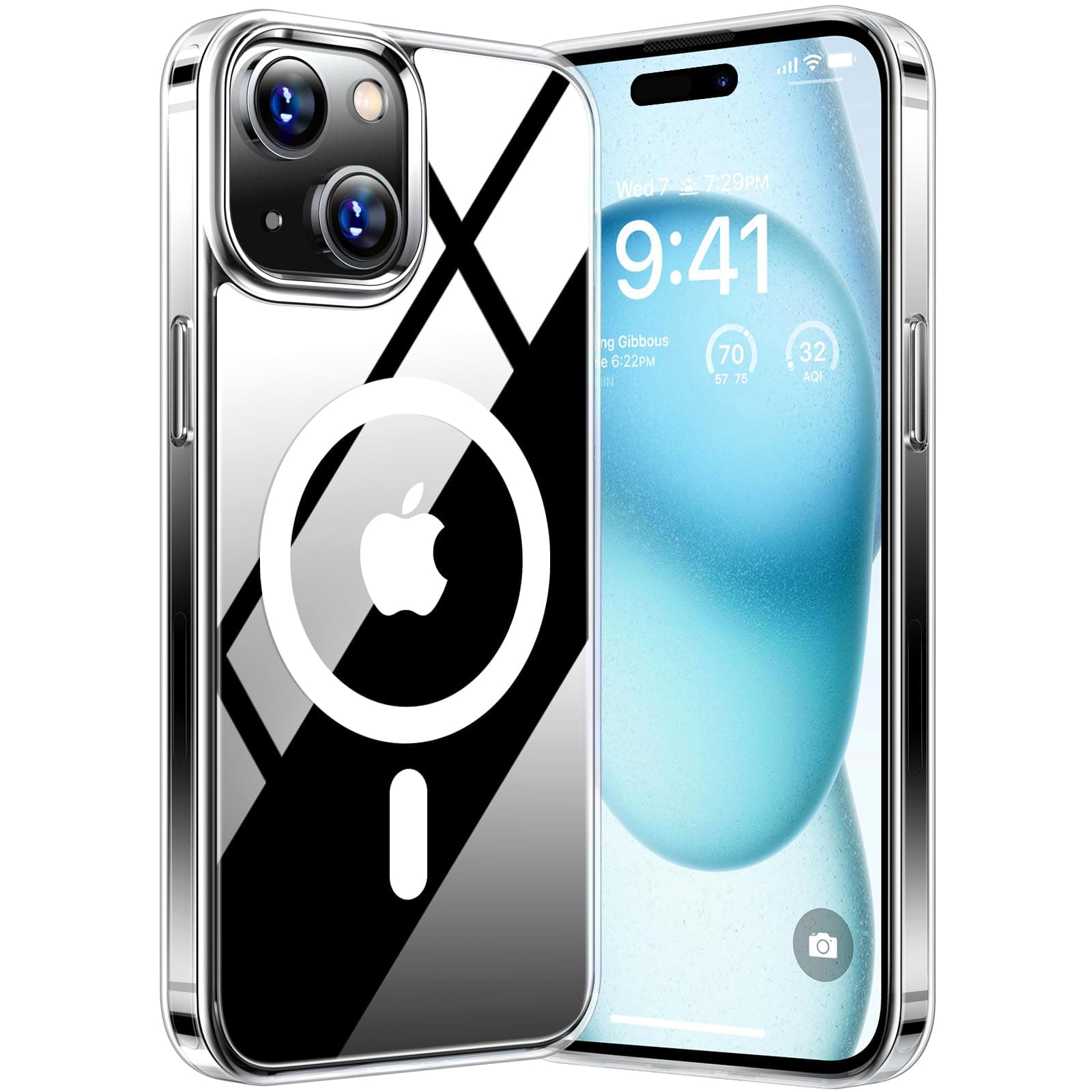 TORRAS Diamond-Mag für iPhone 15 Hülle für MagSafe (Zertifizierte Magnetkraft und Schutzkraft) Hülle iPhone 15 Case Kratzfest Dünn Anti-Vergilbung mit DIY Knöpfen Transparent