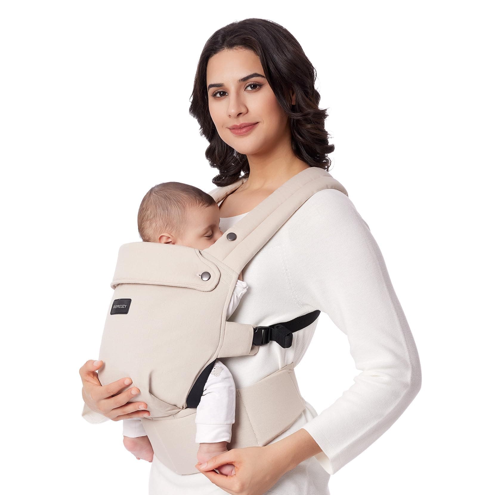 Momcozy Mochila Portabebés Ergonómica, Cómoda y Ligera | para Bebés 3–24 Meses, Fácil de Poner, Soporte Lumbar Mejorado, Manos Libres