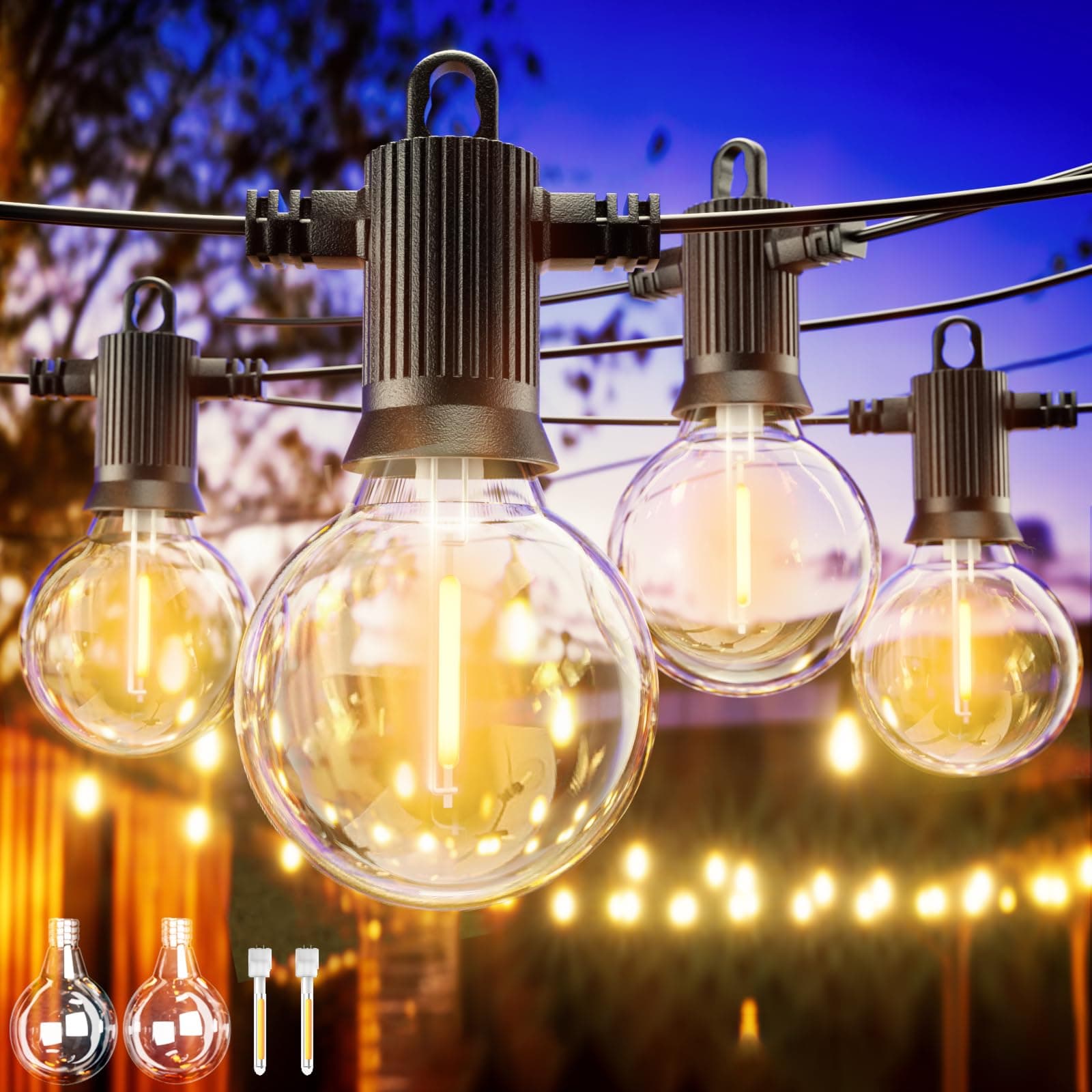 ZOTOYI Guirnaldas Luces Exterior 30 Metros, G40 Guirnaldas Luminosas de Exterior LED con 40+2 Bombillas, Cadena de Luces Impermeable IP65 Perefcto Para Exterio, Patio, Jardín, Boda, Partido