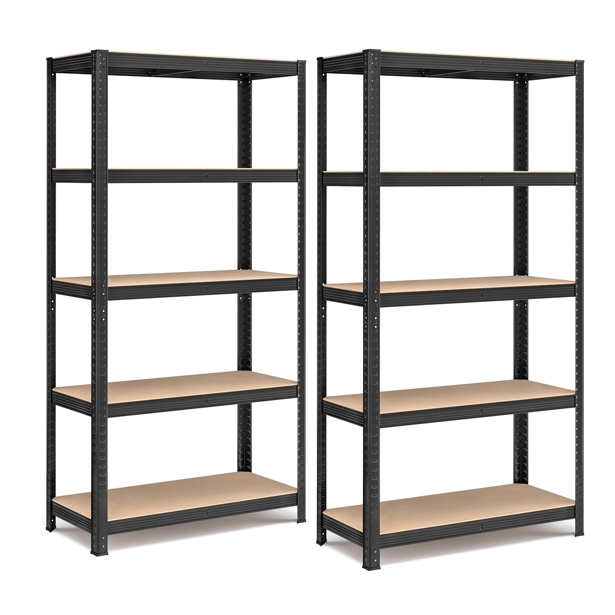 SONGMICS Schwerlastregal, 2er Set, Kellerregal, Lagerregal, 40 x 90 x 180 cm, Regal mit Stahlgestell, jeweils bis 875 kg belastbar, 5 verstellbare Ablagen, schwarz GLR040B02