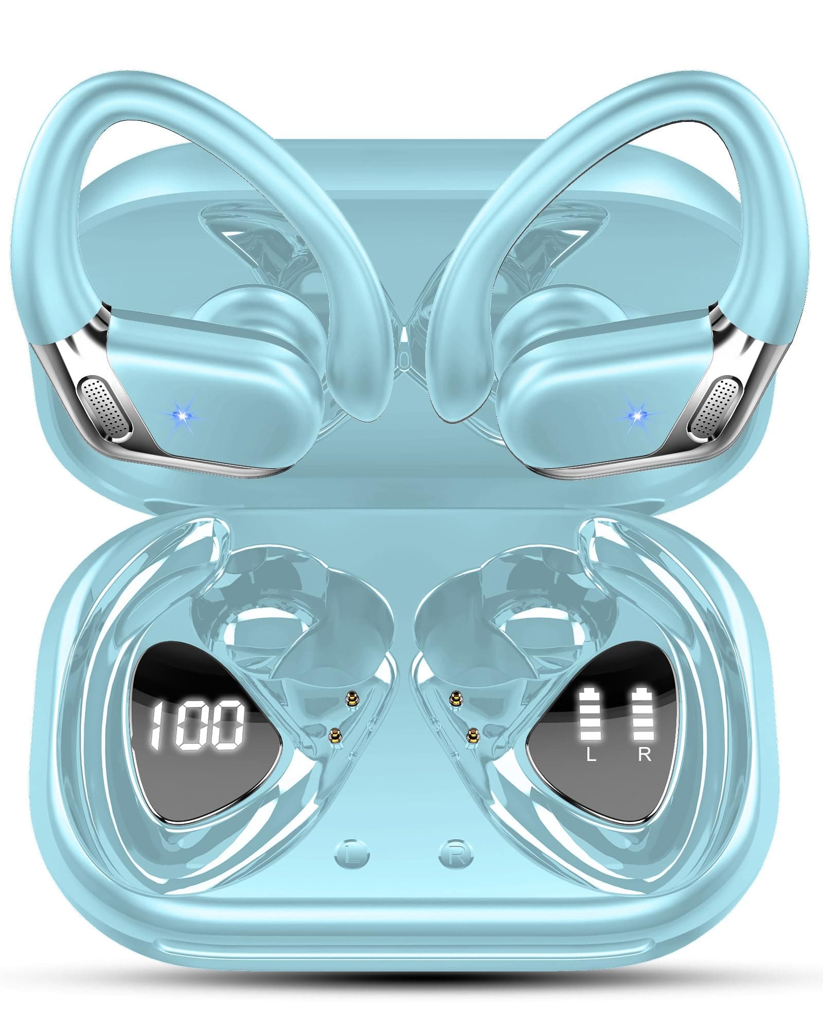 2026 Auriculares Inalambricos Deportivos, Auriculares Bluetooth 5.4 HiFi Estéreo con 4 HD Mic, 50H Cascos Inalambricos Bluetooth con Cancelacion Ruido ENC, IP7 Impermeable Cascos para Running, Negro