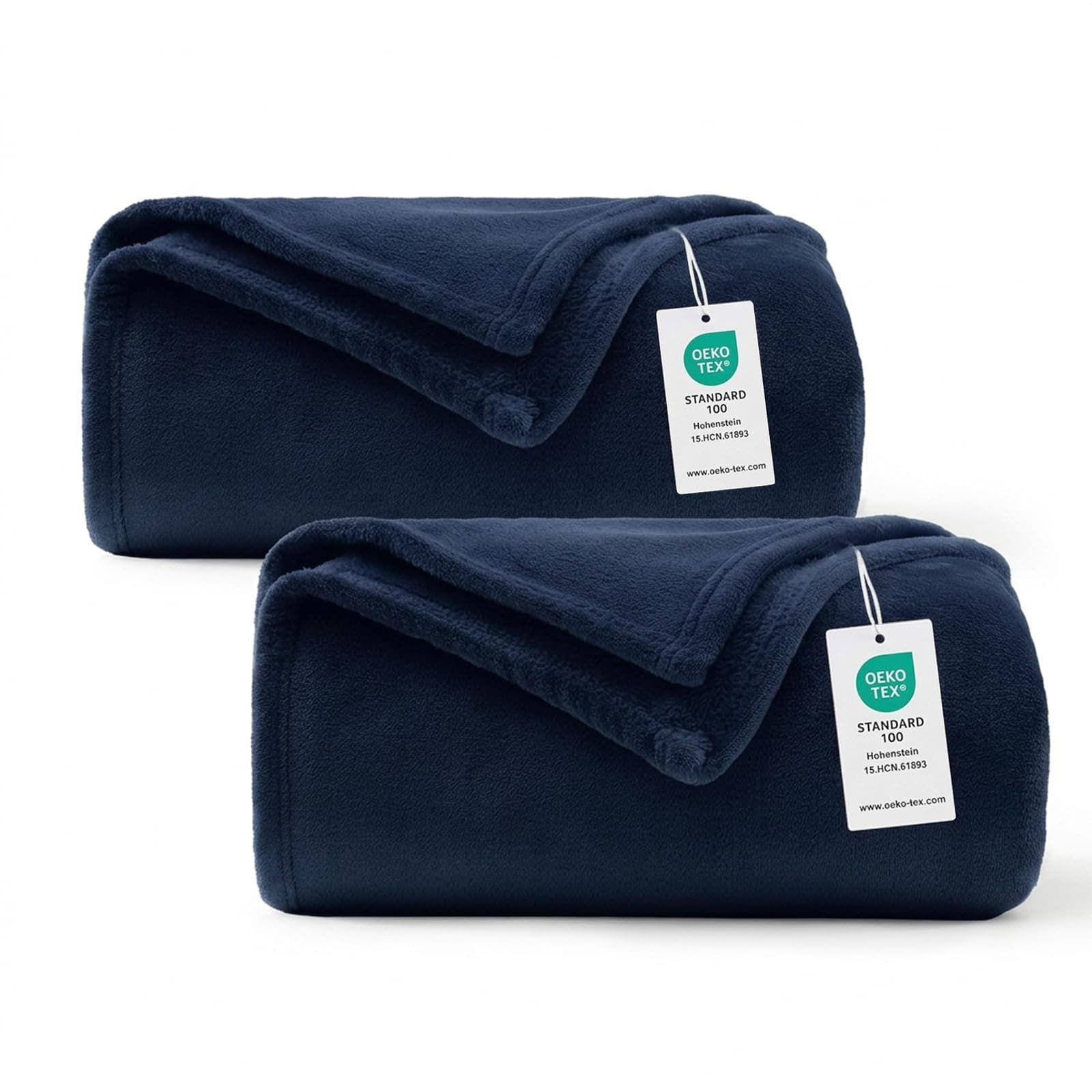 WAVVE 2 Piezas Manta Franela para Cama 90, 2pcs Manta para Sofá 150x200 cm, Manta de Microfibra, Suave, Cálida, Transpirable (Azul Marino)