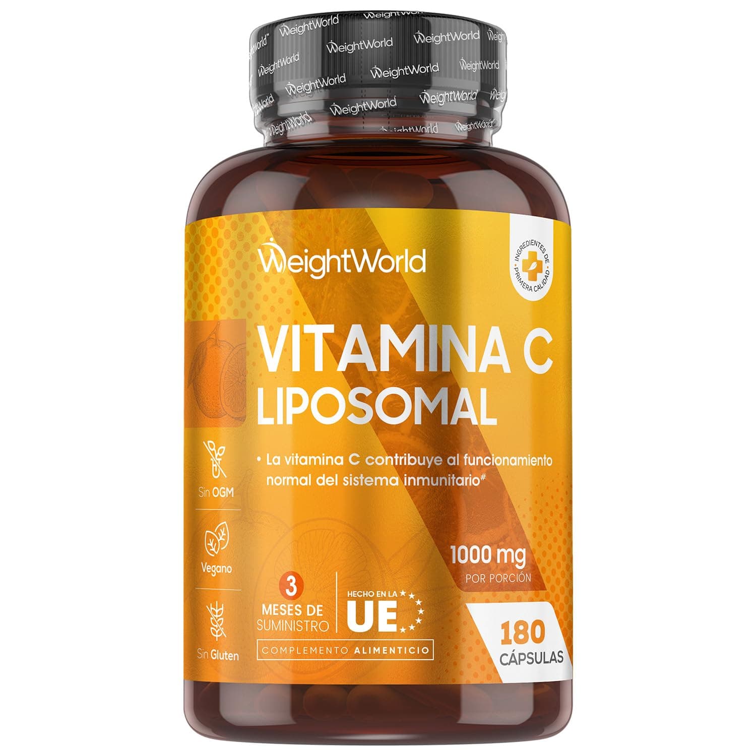 Vitamina C Liposomal 1000mg - 180 Cápsulas con Rosa Mosqueta - La Vitamina C Contribuye al Funcionamiento Normal del Sistema Inmunitario (EFSA) - Suplemento Vitamínico para 3 Meses, Vegano y Sin OGM
