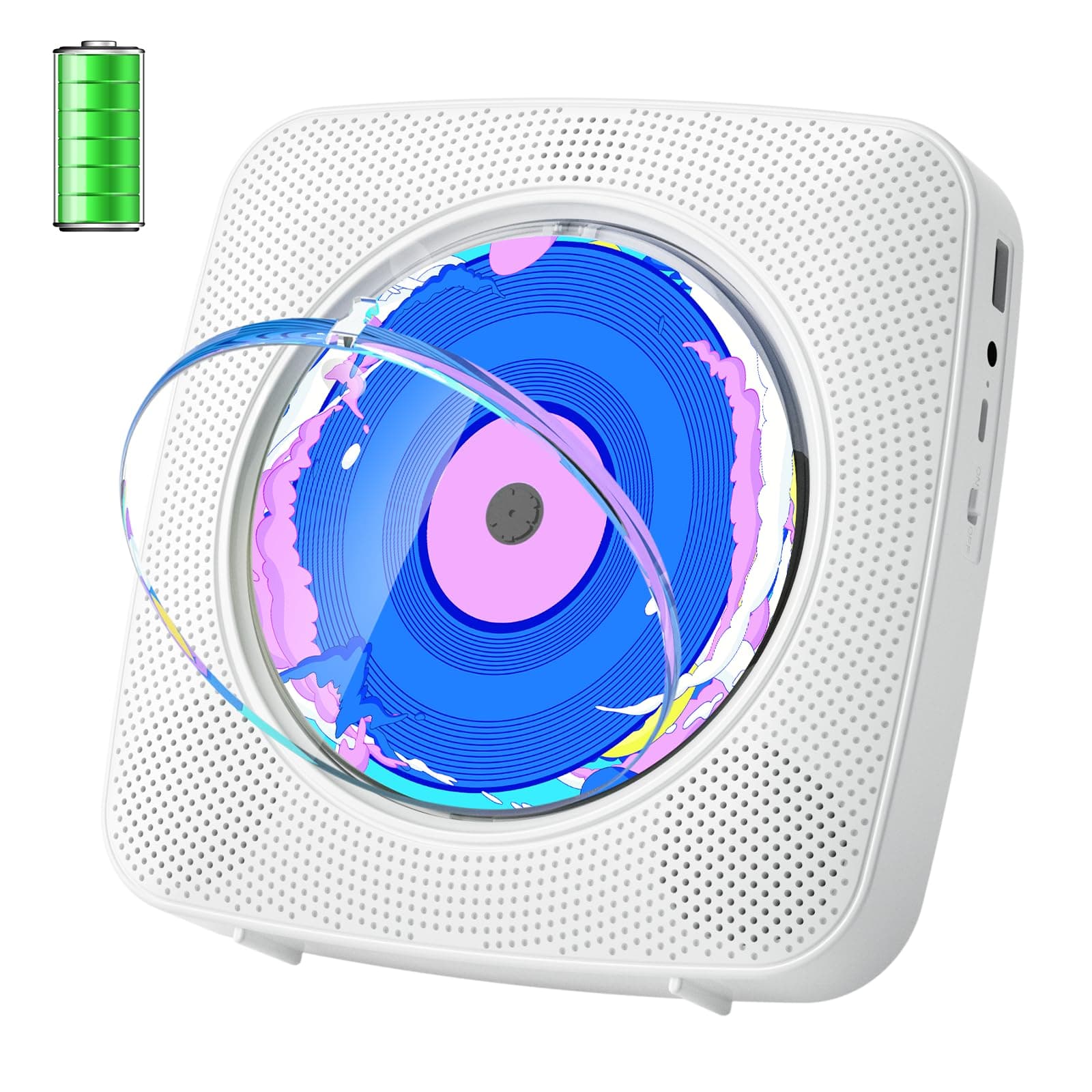 Lecteur CD Portable Bluetooth: Kegaudio Lecteurs CD Enfant avec Haut-Parleur Radio Lecteur de CD Mural avec Télécommande Prise USB AUX 3,5 mm Blanc