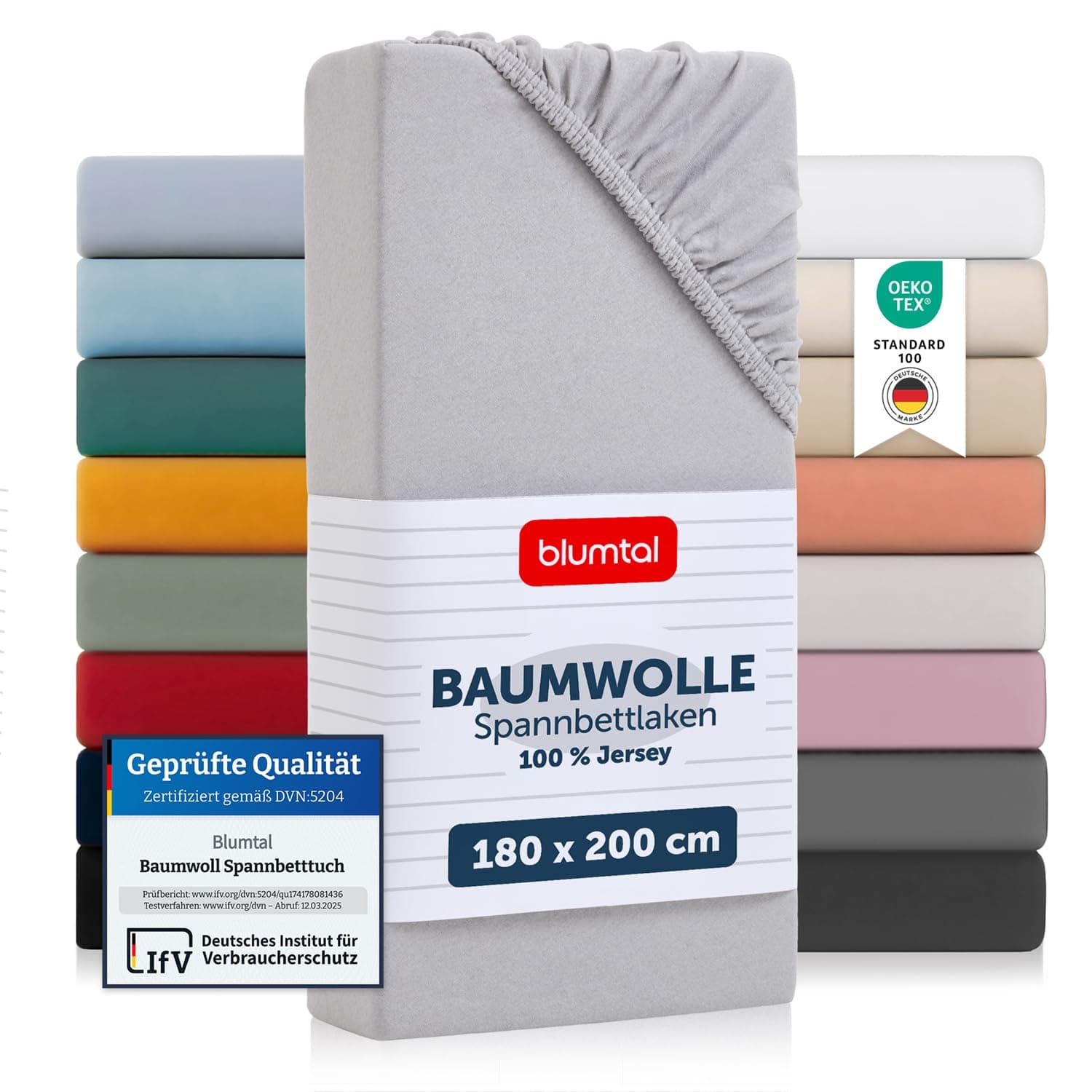 Blumtal Spannbettlaken, 180 x 200 x 30 cm, Basic, Jersey, 1-180 x 200 x 30 cm, Spannbettlaken, 180 x 200 x 30 cm, aus 100 % Baumwolle, Öko-Tex zertifiziert, Matratzenschoner, 180 x 200 x 30 cm