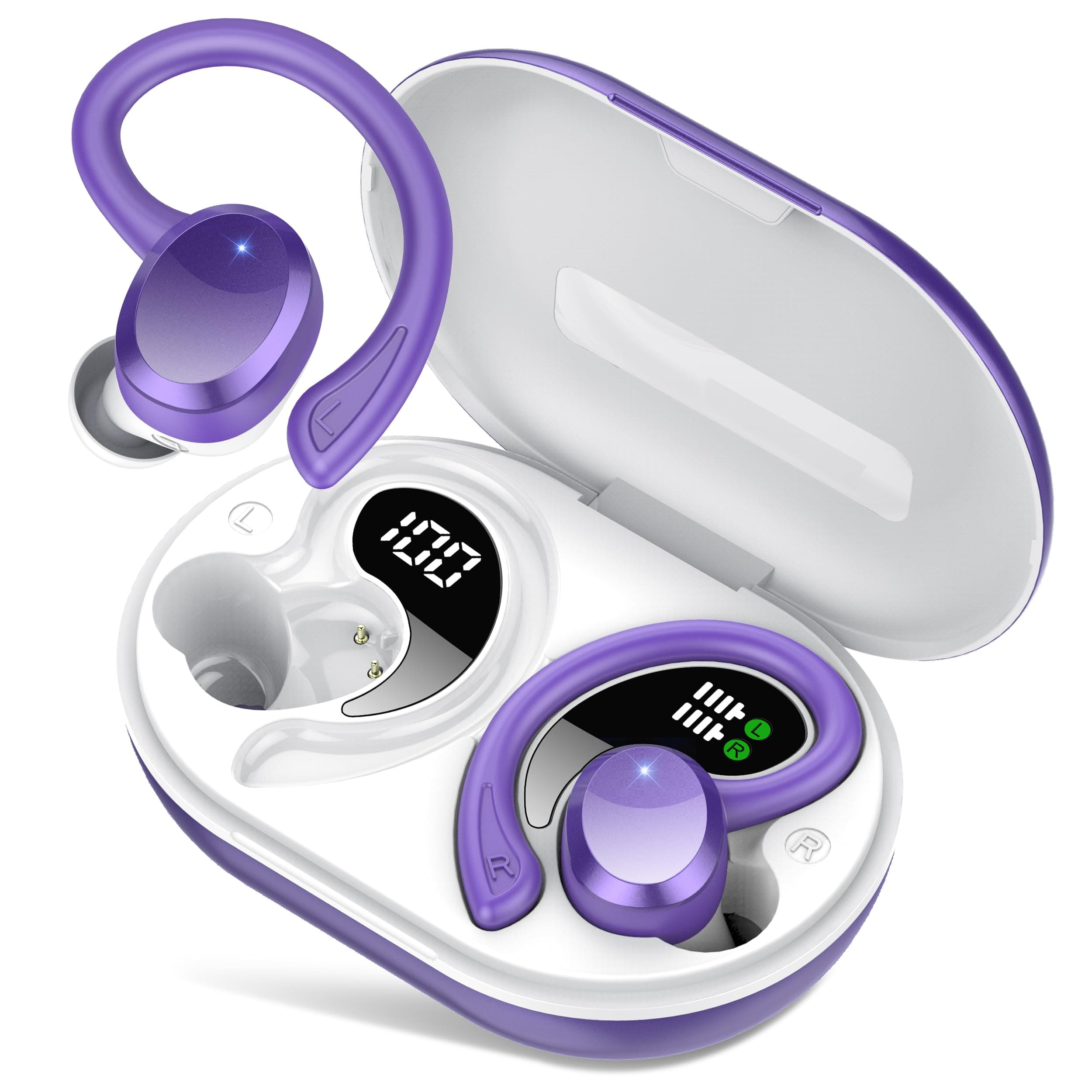 Cuffie Bluetooth Sport, Auricolari Bluetooth 5.4 Wireless, 68 Ore HiFi Stereo Cuffie Wireless con 4 ENC Mic, Cancellazione Rumore, IP7 Impermeabili, Ricarica Rapida, Cuffiette Bluetooth per Sport