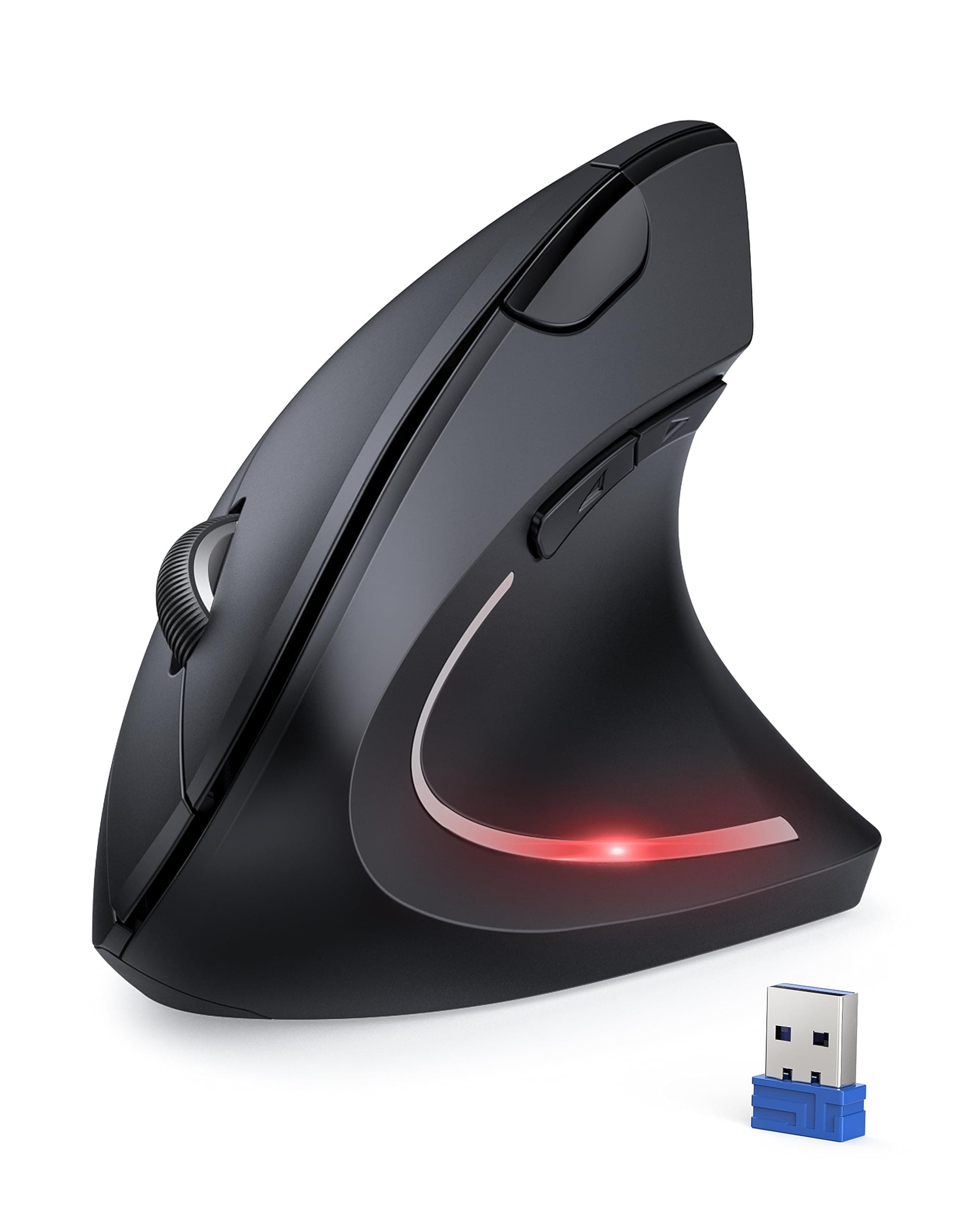 TECKNET Mouse Verticale, 4800 DPI Mouse Wireless Ergonomico, Protegge Il Braccio, Mice Senza Fili 6 Pulsanti per PC, Computer Portatile, Mac, Nero