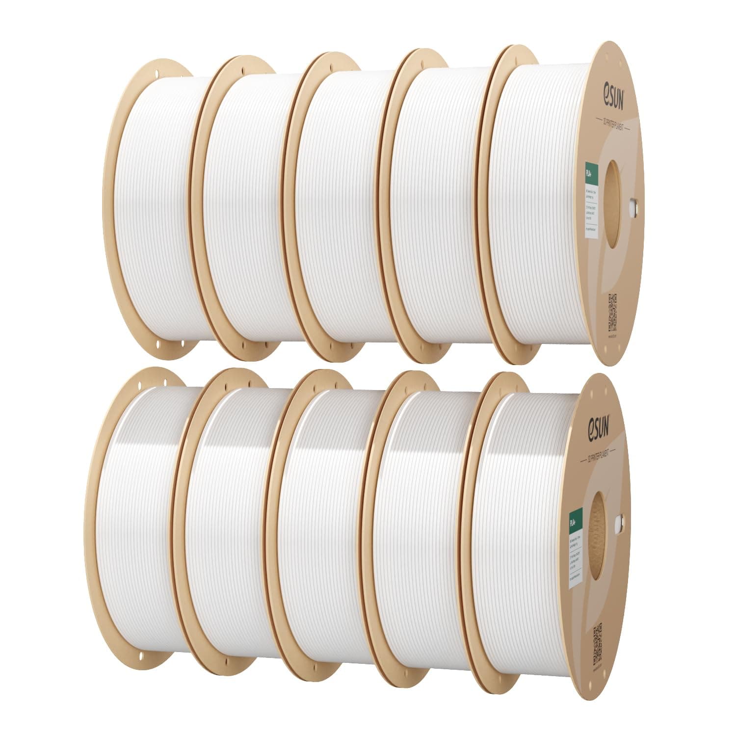 eSUN 10KG PLA+ Filament, 1.75 mm 3D Printer PLA Plus Filament, 1kg Spule, insgesamt 10kg, Dimensional Accuracy +/- 0.03 mm, Kaltweiß-10KG