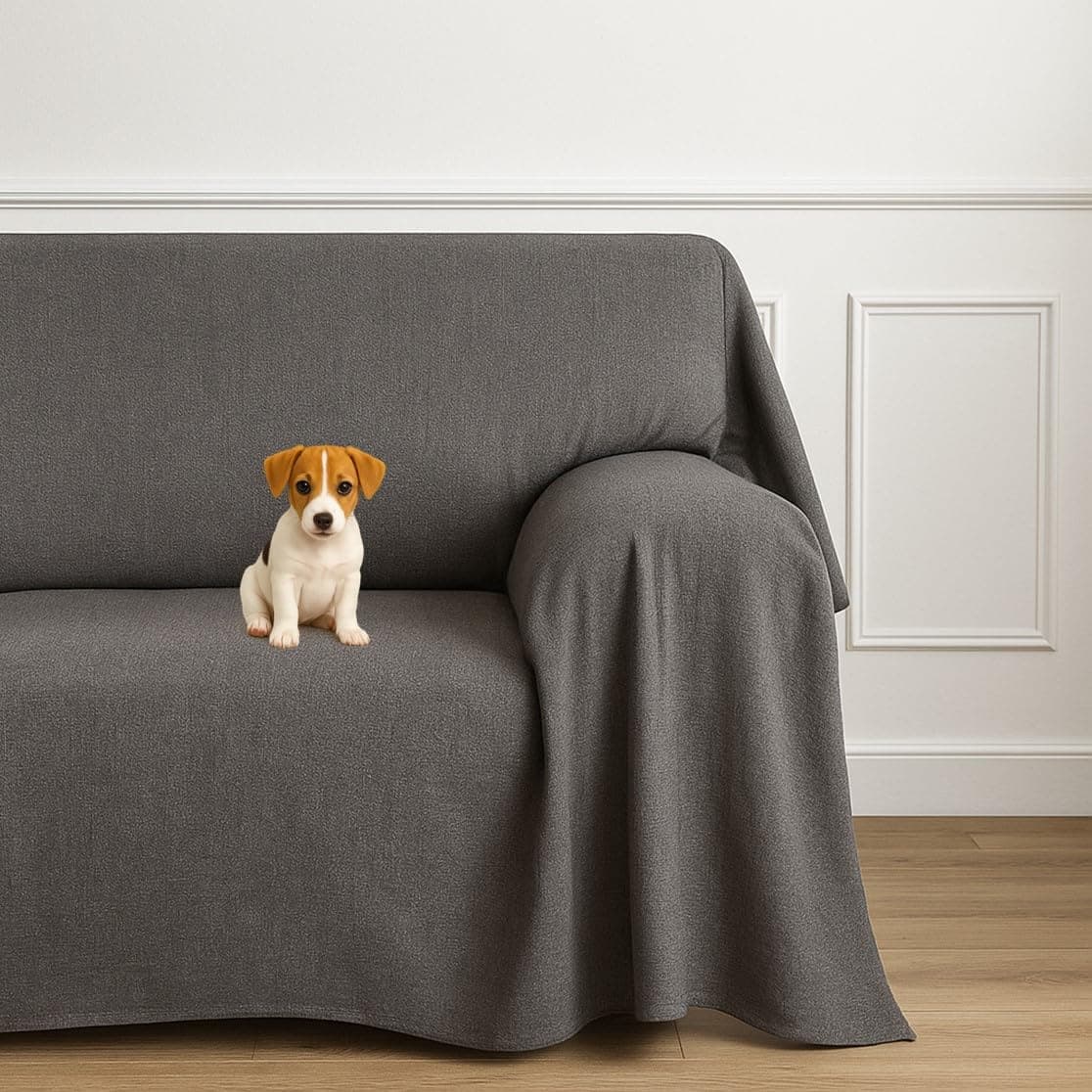 Farè - Telo Salva Divano - Copridivano IMPERMEABILE in tessuto arredo Antimacchia ideale per cani, gatti e bambini - Made in Italy | 400 x 270 cm | ARMOR antracite