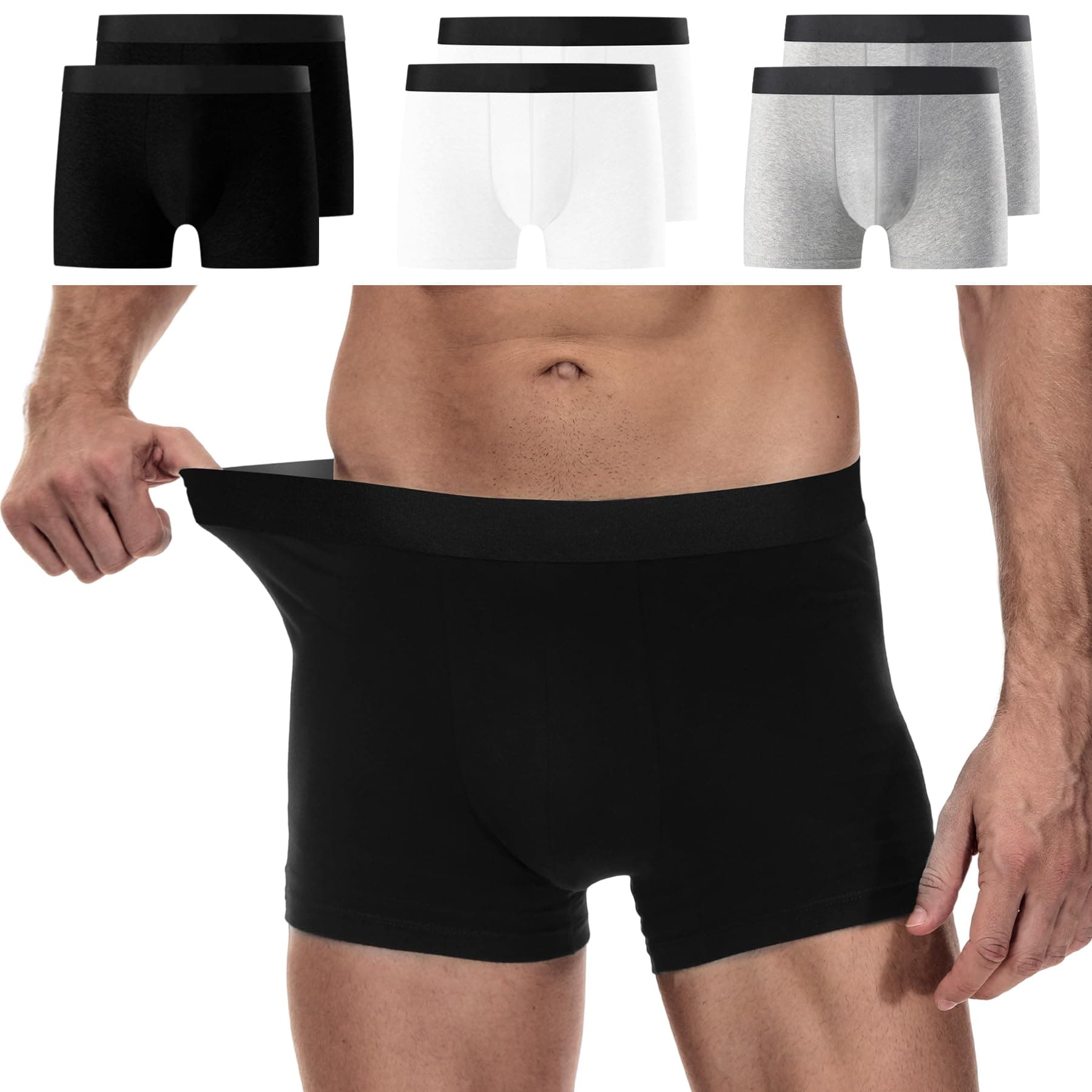 YouShow Lot de 6/12 Boxers Homme Coton, Caleçon pour Homme, Confortable et Doux, Ceinture Élastique, Stretch Ajustés sans Étiquette