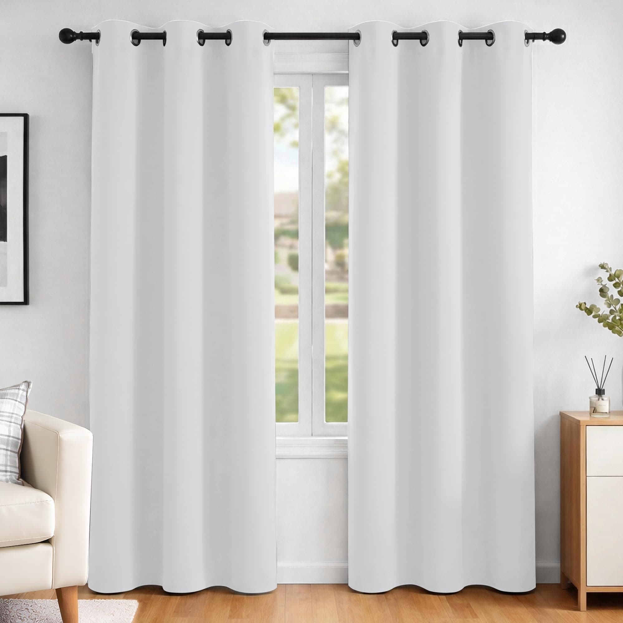 Deconovo Tende Oscuranti per Interni 2 Pezzi 214 CM Altezza, Termiche Isolanti, Anti-Rumore, con Anelli, Ideali per Camera da Letto e Soggiorno, 107x214 CM, Grigio Perla