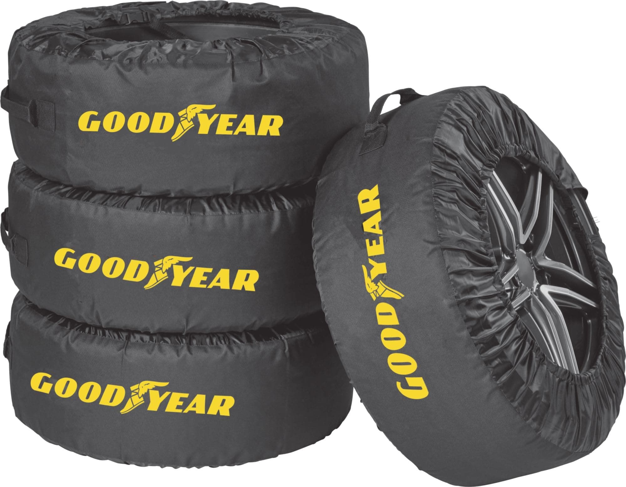 Goodyear Reifentaschen aus 600D Polyester zum Transport, Lagerung von Reifen, UV Schutz, wasserabweisend schwarz Set 4-teilig