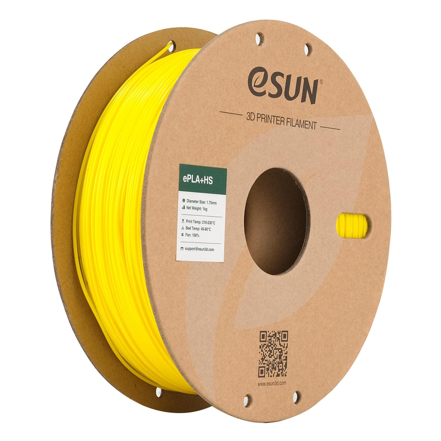 eSUN PLA+ Filamento 1.75mm, ePLA+HS Filamento para Impresora 3D de Alta Velocidad Precisión Dimensional +/- 0.03mm, Carrete de 1KG (2.2 LBS) para Impresoras de Alta Velocidad,Amarillo