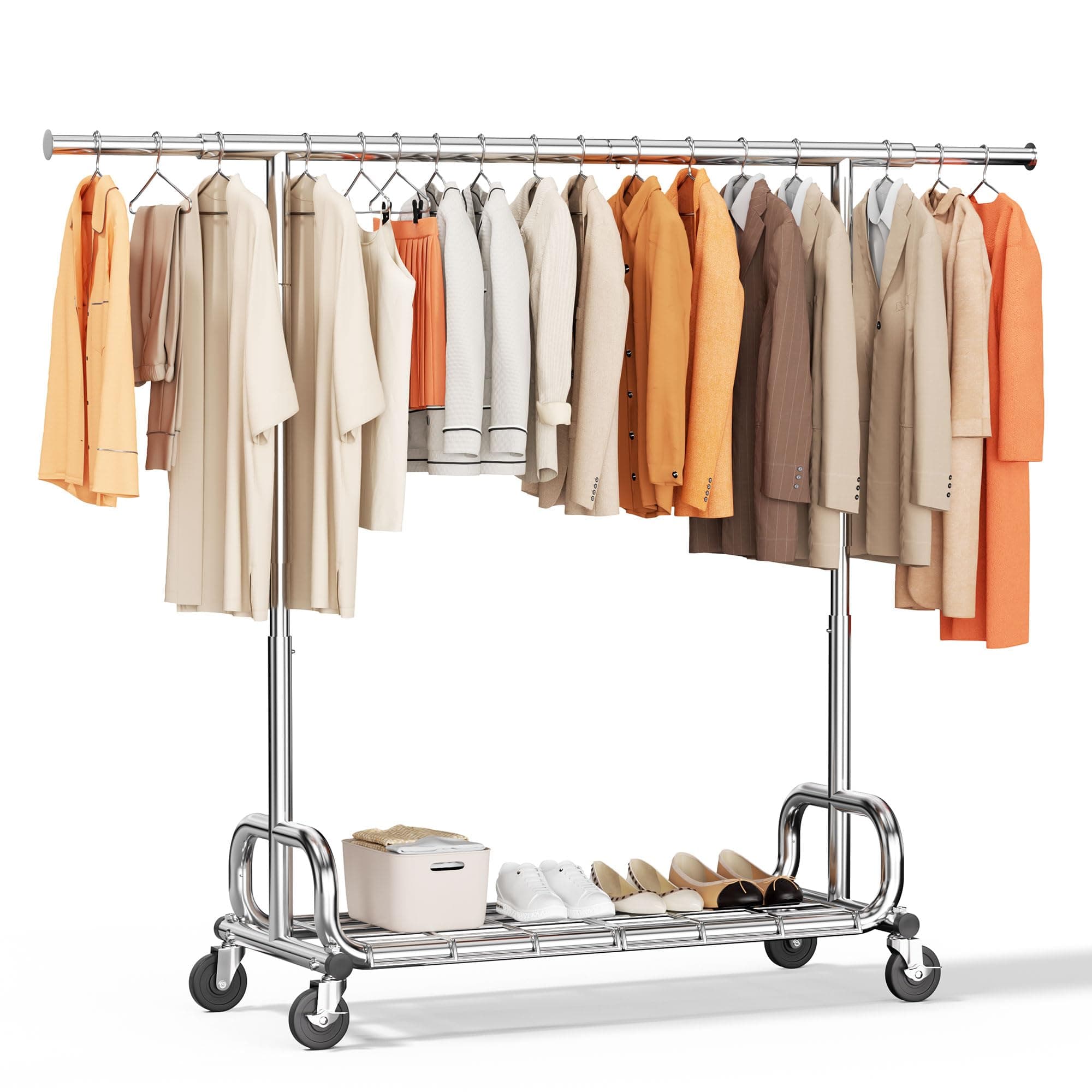 HOKEEPER Portemanteau sur roulettes Charge lourde,204 kg de capacité de charge,tringle à vêtements extensible pour suspendre les vêtements