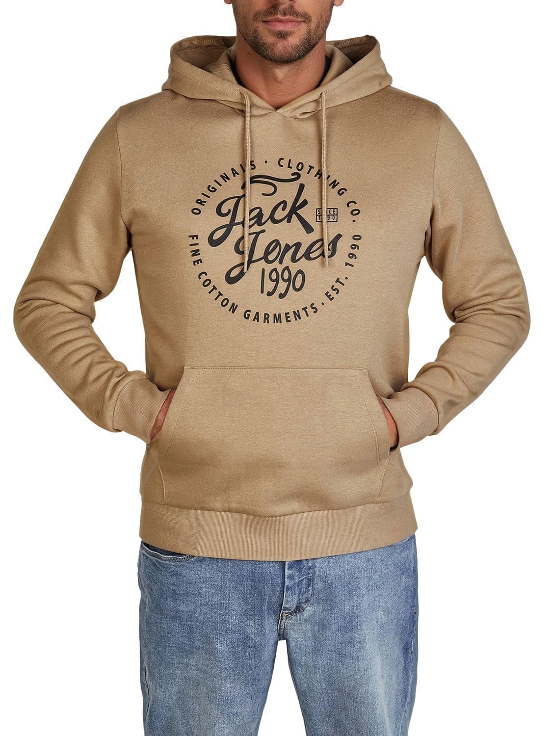 JACK & JONES Hoodie Herren Regular Fit JJEADRIAN Kapuzenpullover Pullover Sweater Print Schwarz Grau Grün Braun Beige Blau S M L XL XXL 3XL 4XL 5XL 6XL 7XL 8XL
