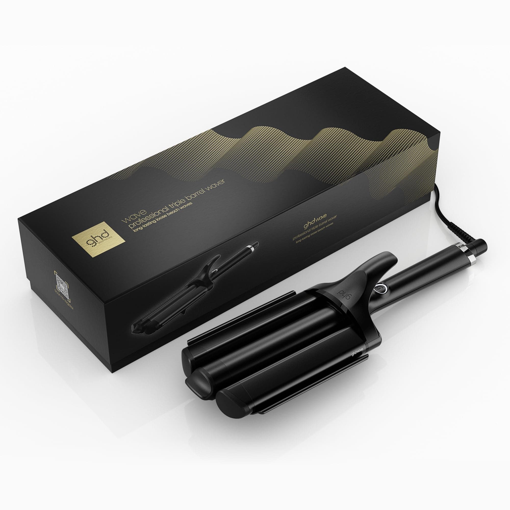 ghd Triple Wave - Tenacilla Profesional con Tres Cilindros Ergonómicos de 32mm, Ondas Surferas y Duraderas - Para Todo Tipo de Cabello - (Enchufe Europeo)