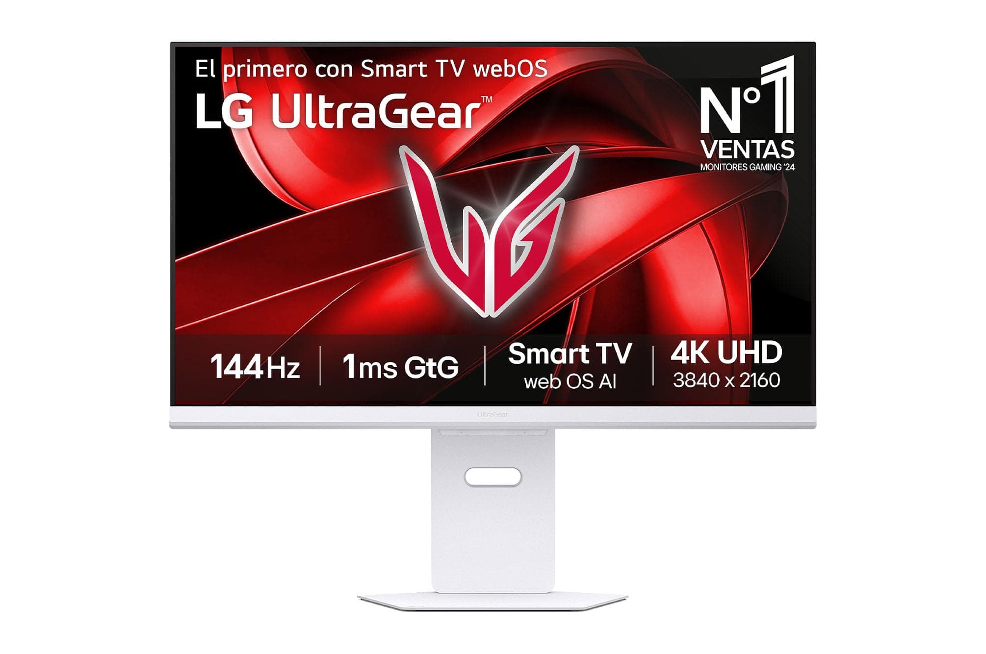 LG 32G810SA-W Monitor Ultragear, 31.5", 4K UHD, Panel IPS, 3840 x 2160, 144Hz, 1ms, G-Sync Compatible y FreeSync Premium, Pivotable, Blanco