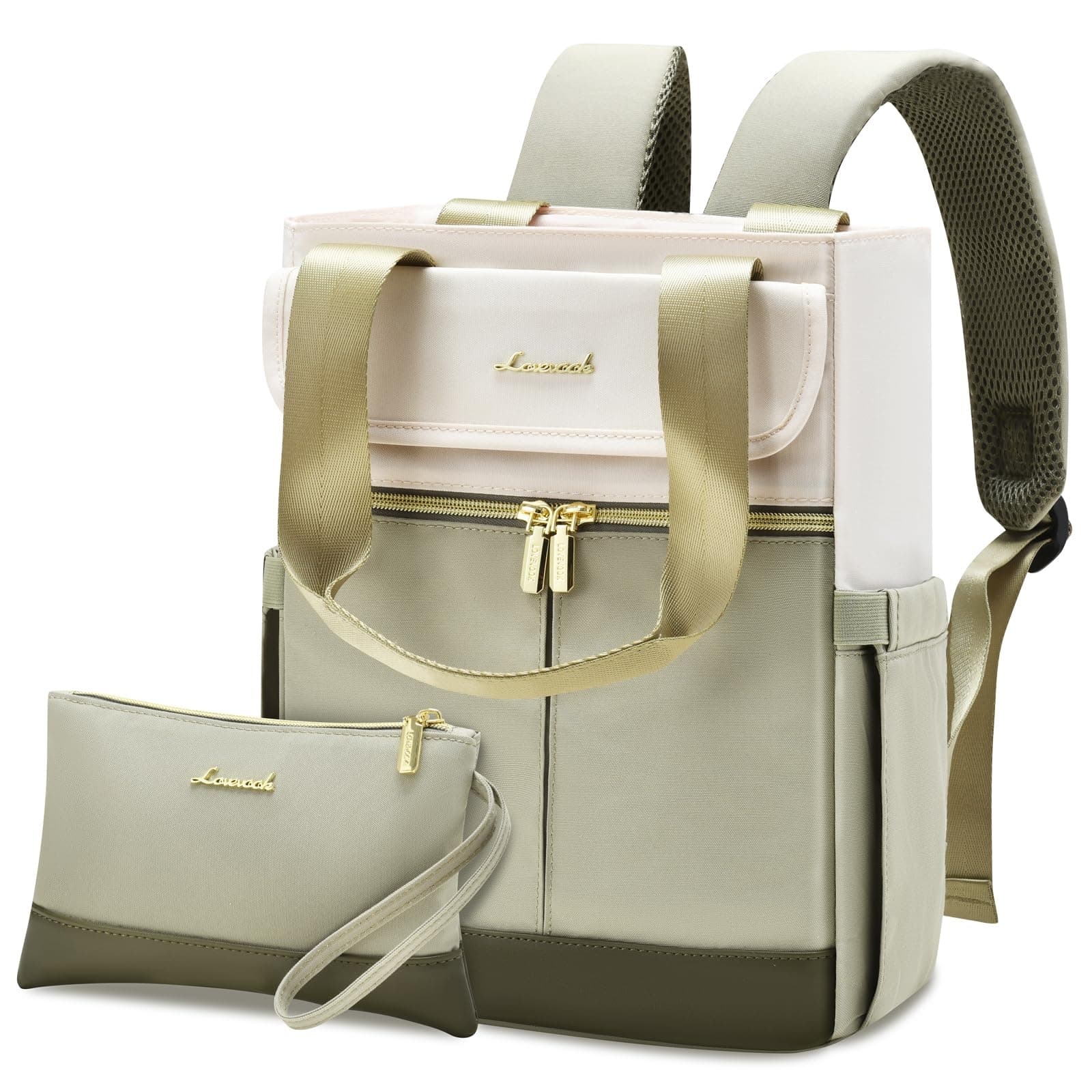 LOVEVOOK Rucksack Damen Klein Cityrucksack Kleiner Handtasche 2 in 1 Rucksacktasche, Mini Schultertasche Tasche Backpack Women Elegant für Freizeit Reisen Arbeit, Hellgrün