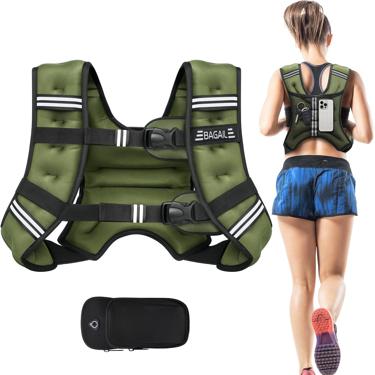 Bagail Gilet Appesantito Per l'Allenamento Della Forza, Misura Del Busto Regolabile, Comoda Tasca, Gilet Appesantito Con Sabbia di Ferro, Ideale per la palestra, lo yoga e l'aerobica