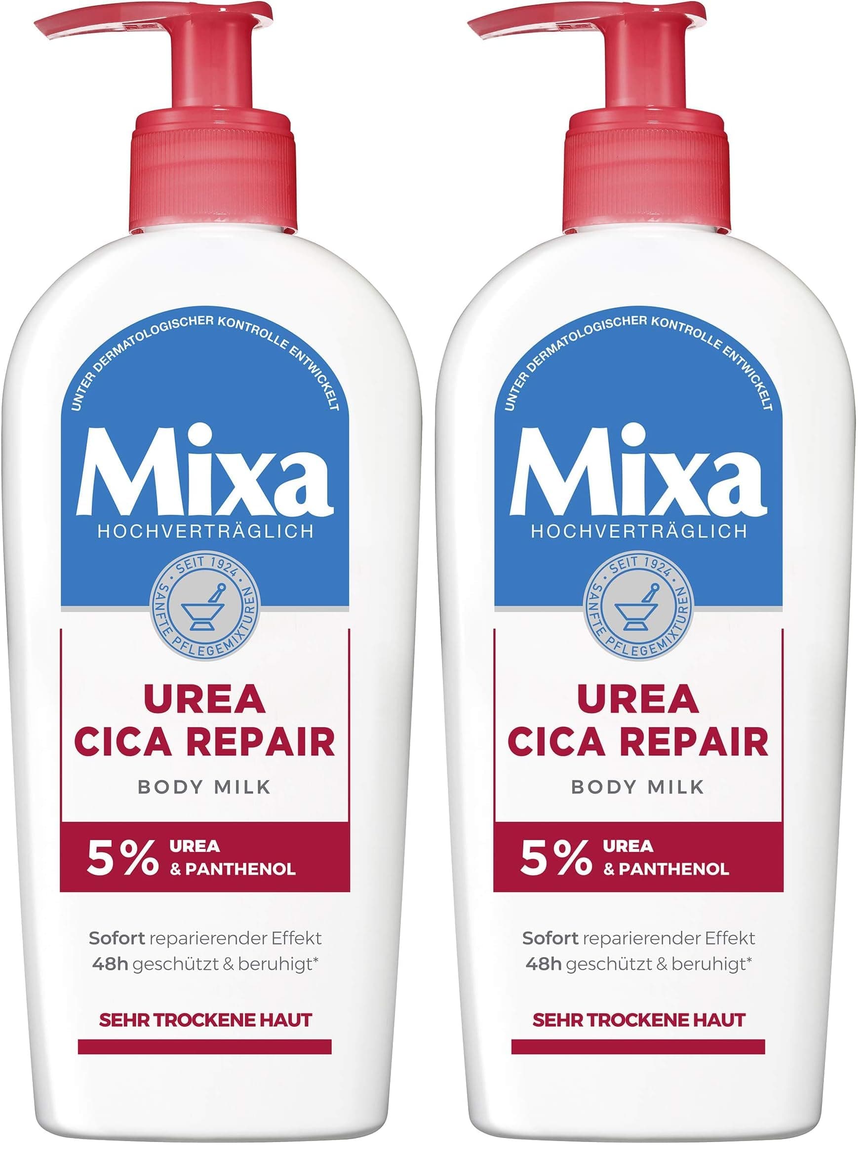 Mixa Urea Cica Repair Body Milk, beruhigende und schützende Körpermilch, mit Urea und Panthenol, für sehr trockene Haut, hochverträglich, 250 ml (2er Pack)