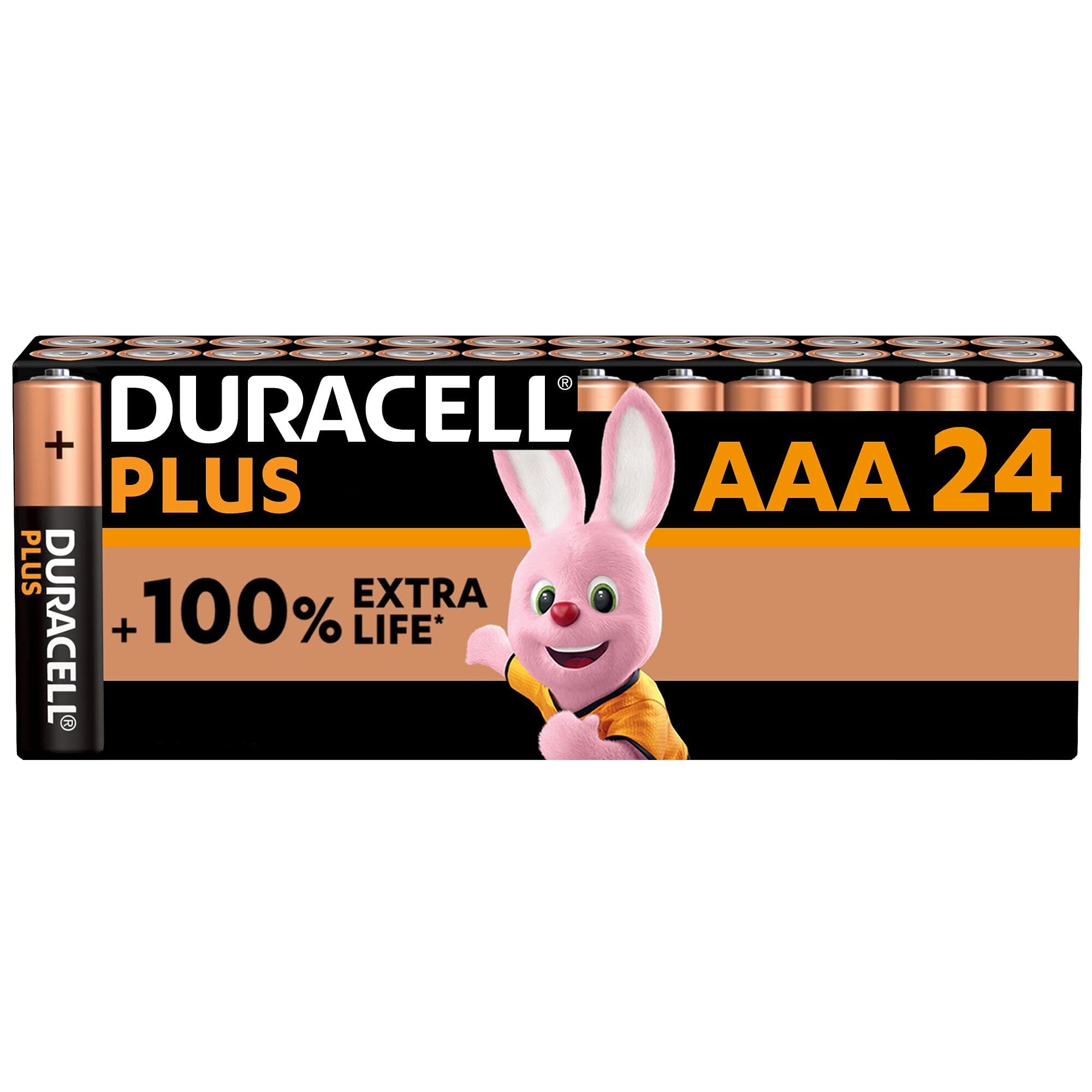 DURACELL Batterie Plus AAA (Confezione da 24) – Batterie Alcaline da 1,5 V – Fino al 100% di durata extra con Attivi POWER BOOST – Affidabilità per i dispositivi di utilizzo quotidiano - MN2400