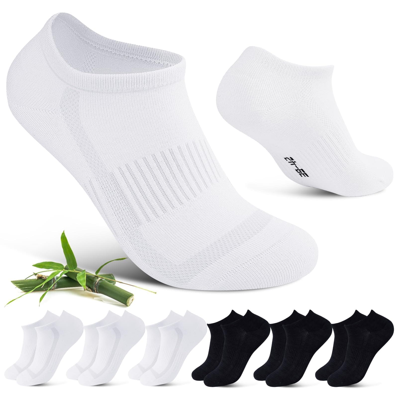 Cirorld Calcetines deportivos para hombre y mujer, de bambú, transpirables, para correr, de algodón, 6 pares