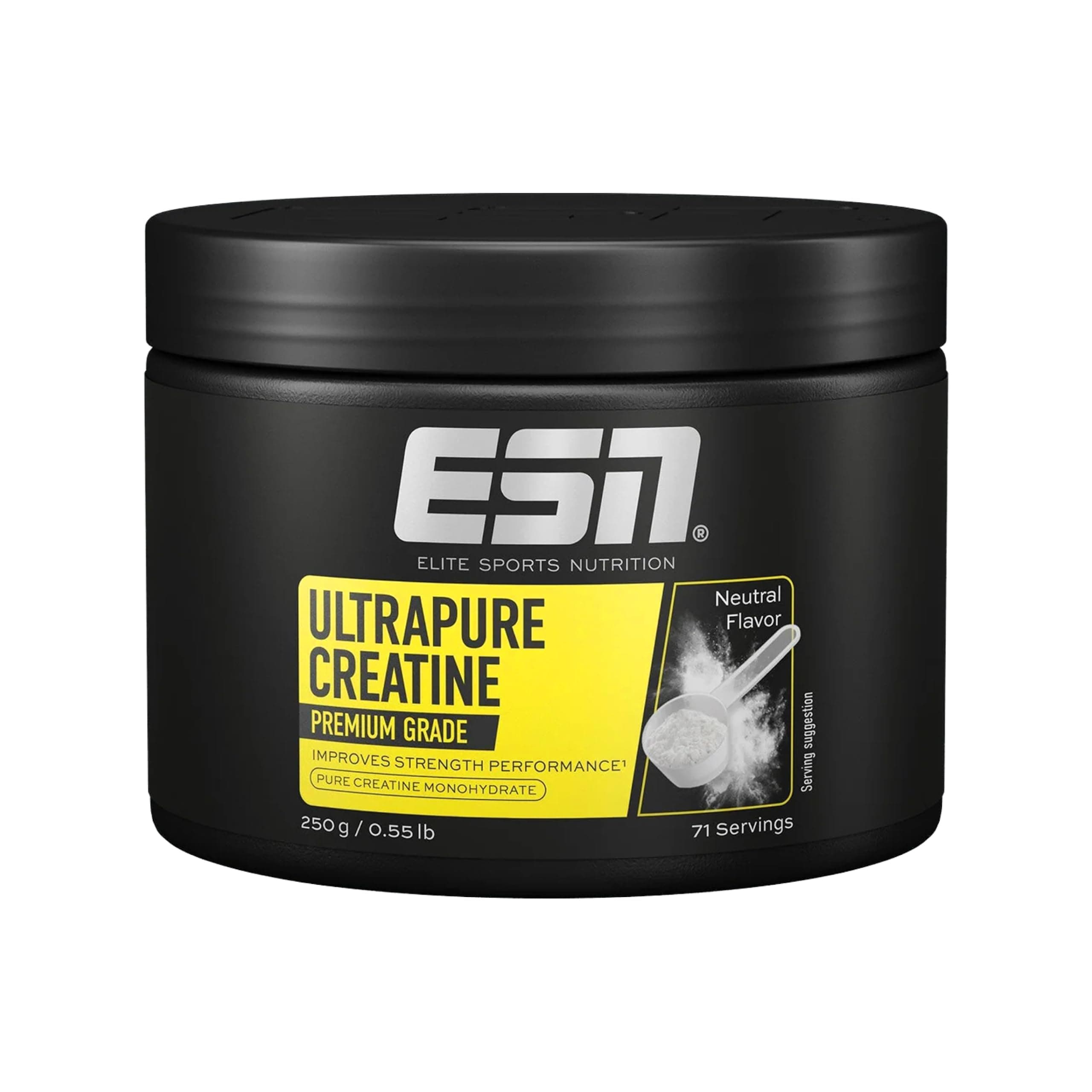 ESN Ultrapure Creatine Monohydrate - mikrofeines Kreatin-Pulver - 3 g Kreatin pro Portion zur Unterstützung der körperlichen Leistung - leicht löslich, geschmacksneutral und vegan - 250 g