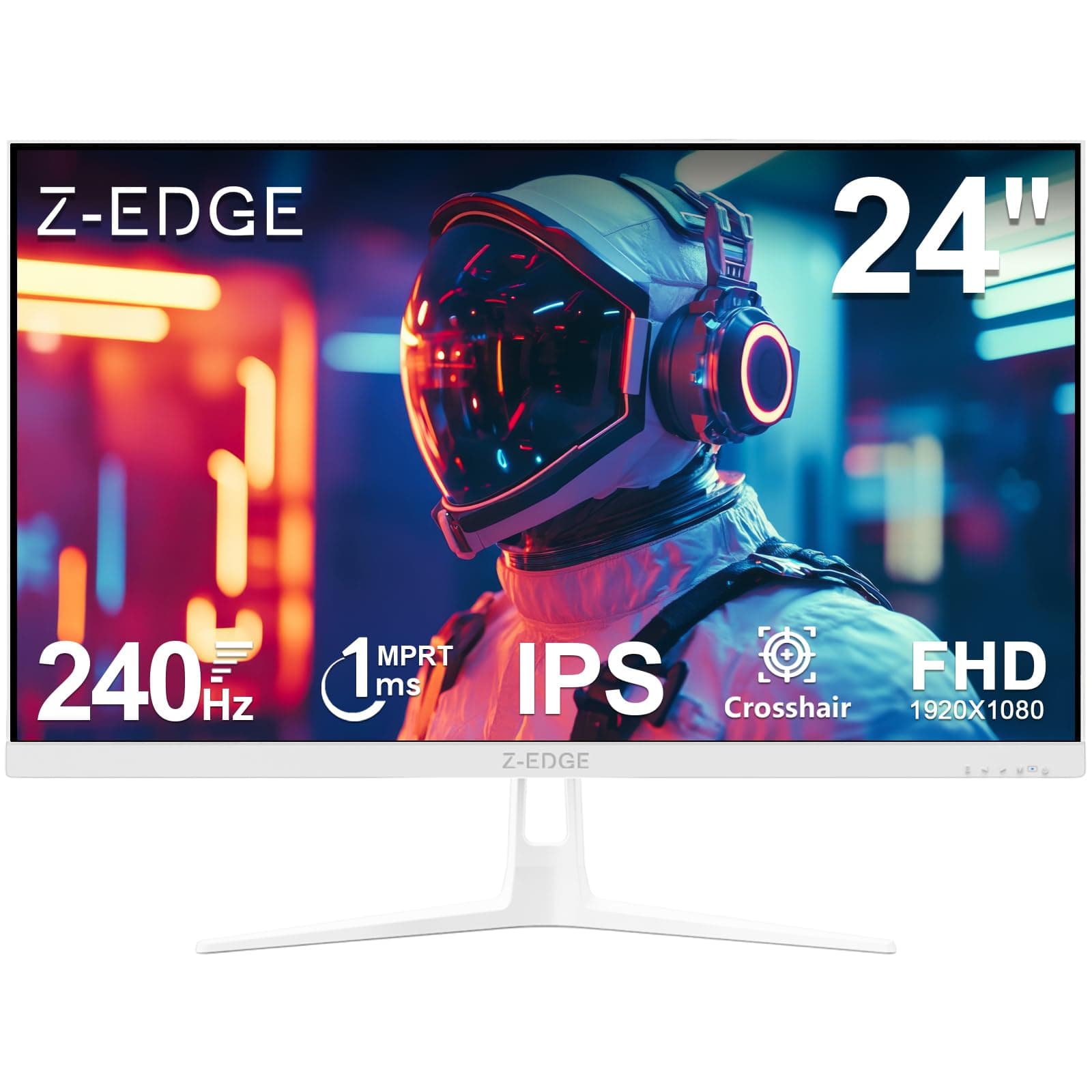 Z-Edge Monitor Gaming Blanco 24 Pulgadas 240 Hz, IPS, 1 ms, FreeSync, FHD (1920x1080), Monitor Gaming Blanco 16:9, Inclinación Ajustable, 2× HDMI 2.0 y 2× DP 1.4, 350 CD/m², HDR10, VESA 75×75 mm