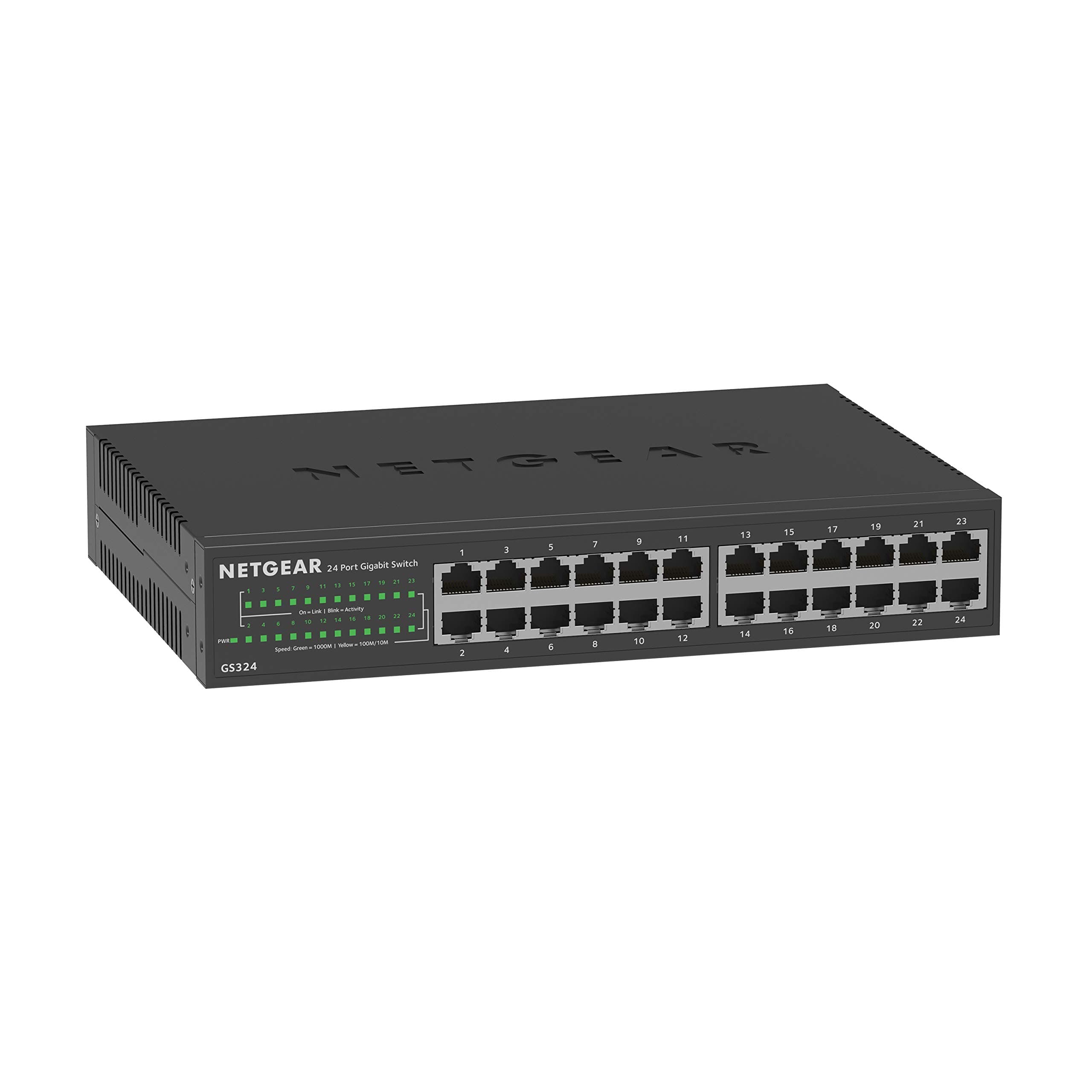 NETGEAR Switch Gigabit Ethernet no gestionable de 24 Puertos (GS324) | Montaje en sobremesa, Mural o Bastidor | Funcionamiento silencioso