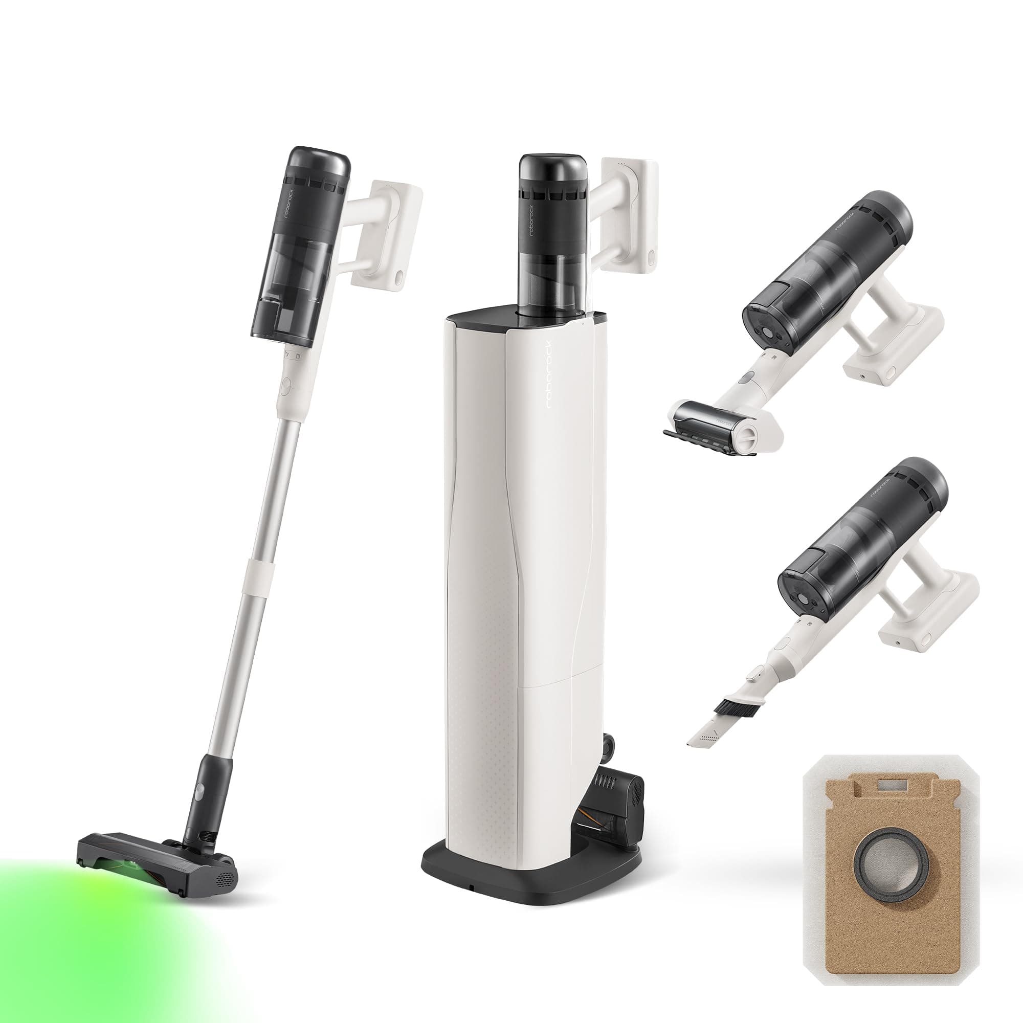 roborock H60 Hub Pro Aspiradora Sin Cable con Base de Auto-Vaciado, Succión de 170 AW para Alfombras y Suelos Duros, Autonomía de hasta 80 min, Cepillo Anti-enredos, Luz LED Verde para Polvo