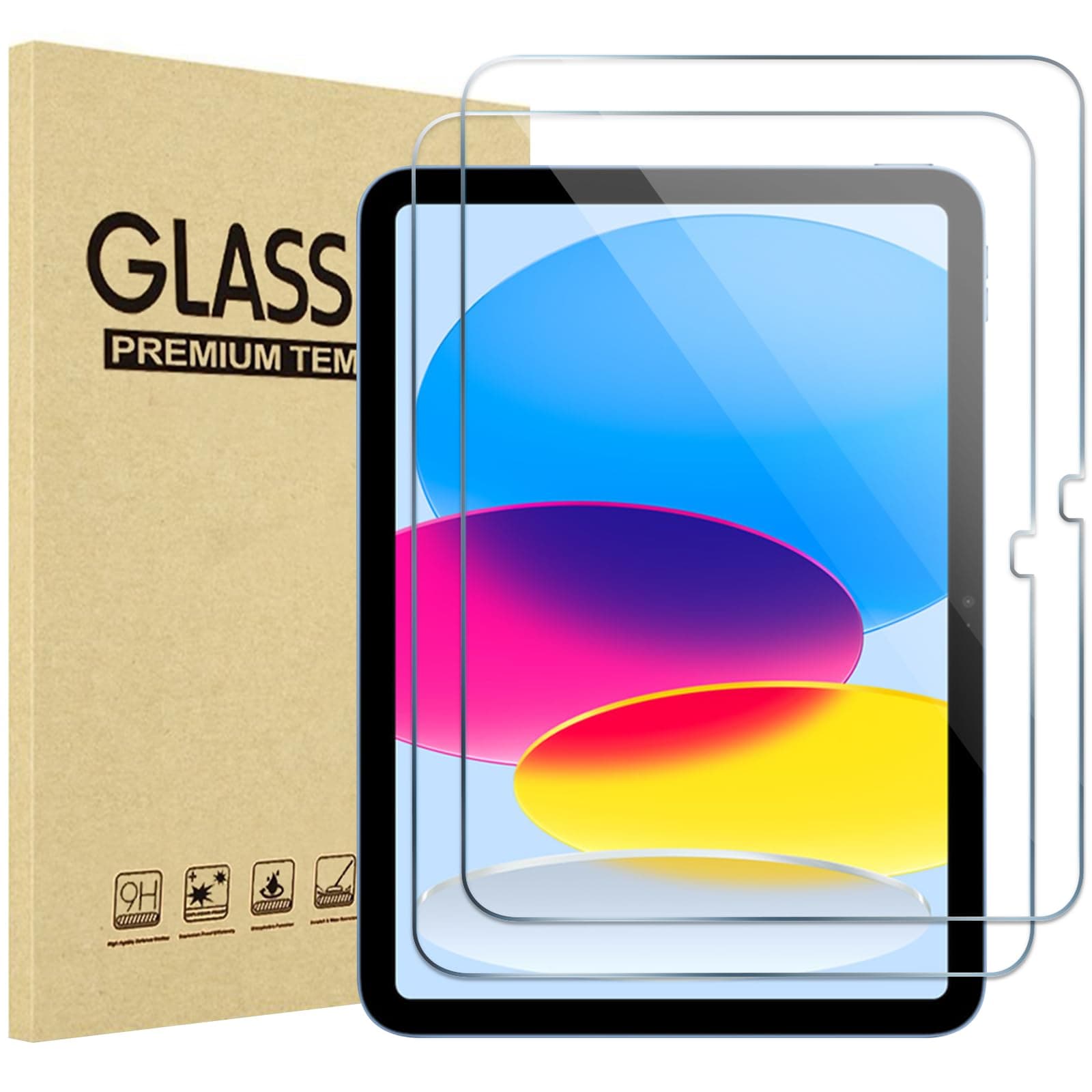 ProCase 2 Verre Trempé pour iPad(A16) 11 Pouces 2025, iPad 10ème Génération 10.9 Pouces 2022, Film Protection Screen Protecteur, Anti Rayures Sans Bulles 0.33mm Épaisseur Dureté 9H