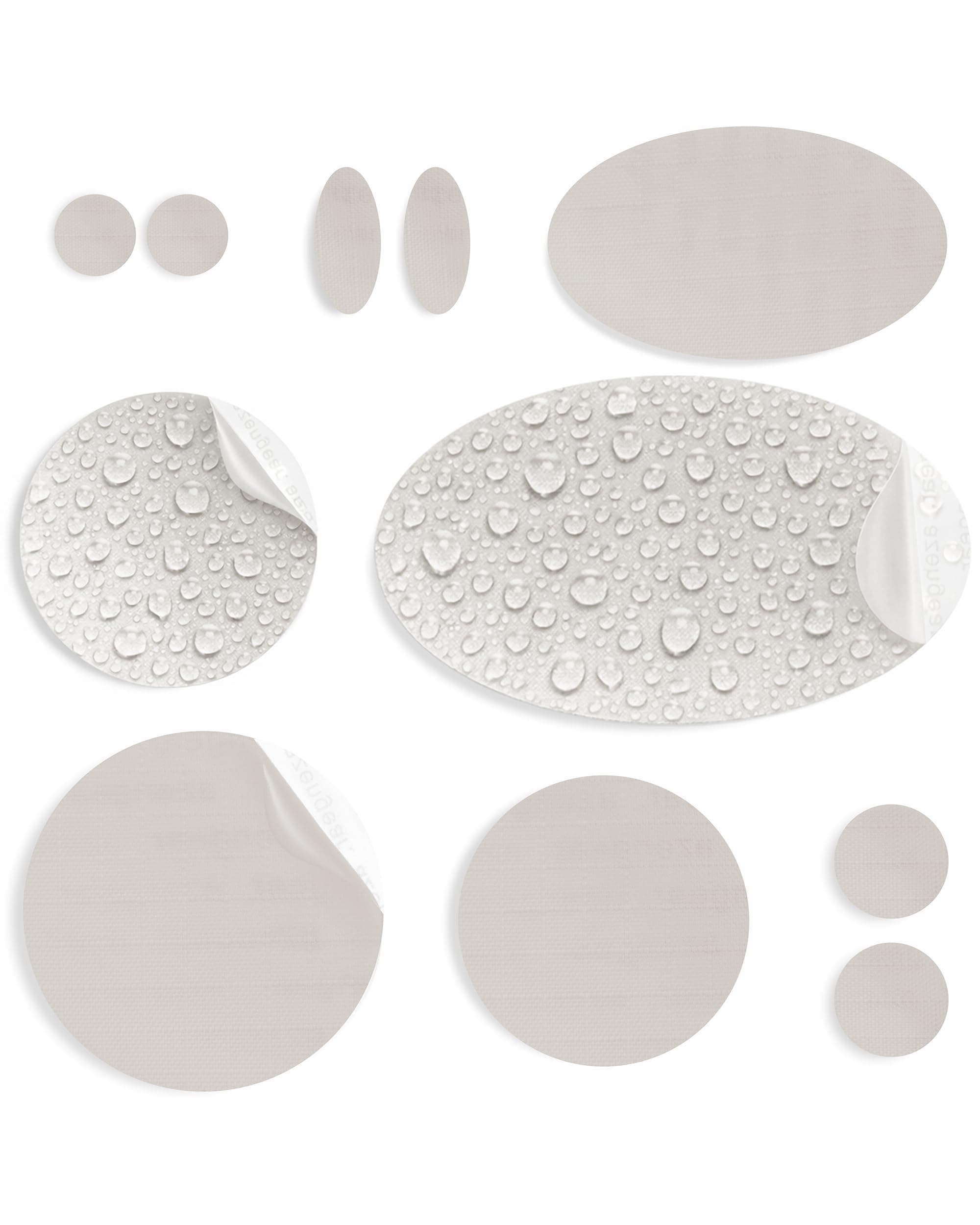 aZengear Toppe di riparazione (30+ colori) per piumini, giacche imbottite, tende, scarpe e tappezzeria, autoadesive, impermeabili, resistenti a strappi (11 pezzi, bianco pietra)