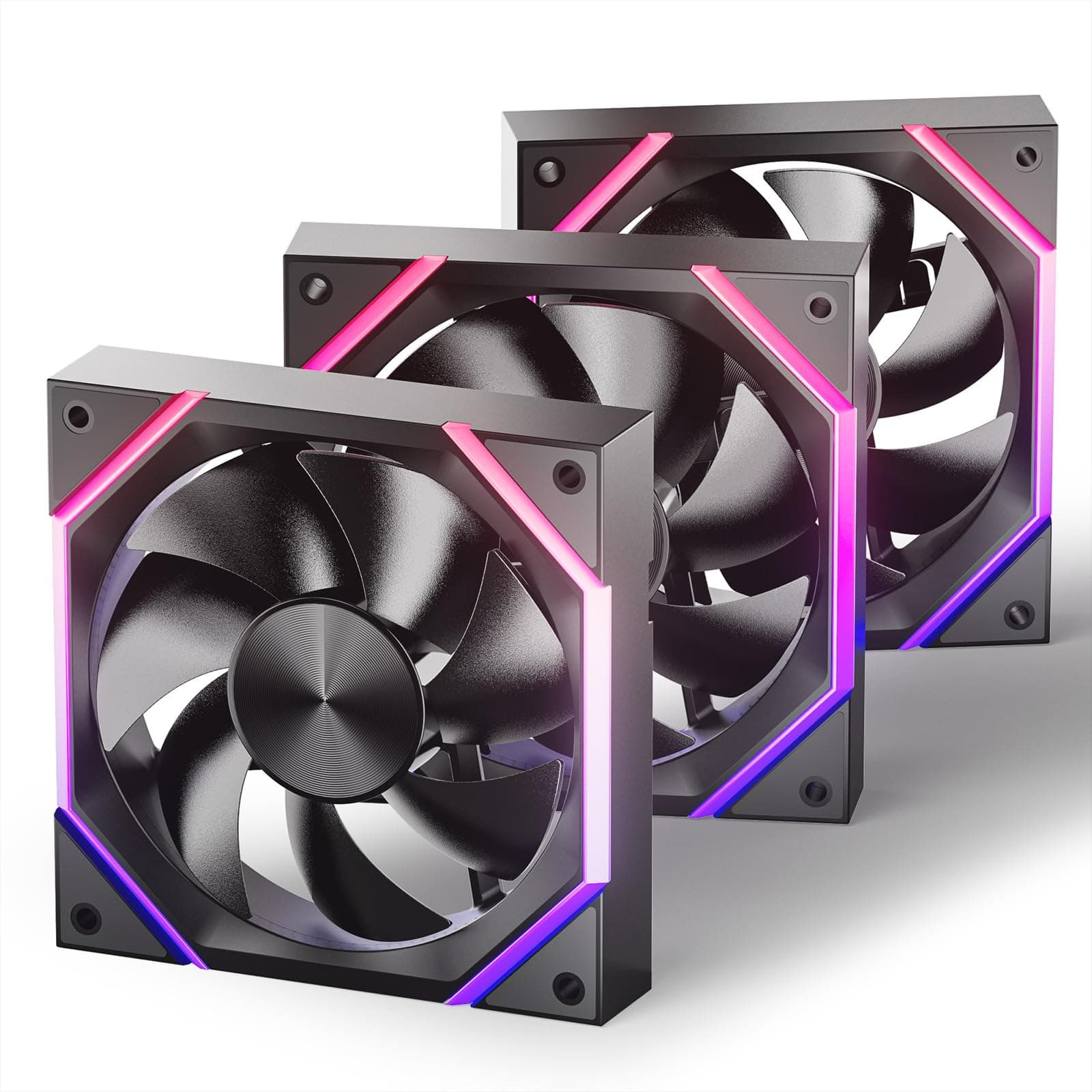 AsiaHorse Nyota Ventilateur PC 120MM ARGB [Lot de 3] [HDB] Ventilateur RGB 2000 RPM/61.5 CFM/2,16 MMH2O 5V 3PIN ARGB et ventilateur PWM 4PIN durée de vie de 50000H