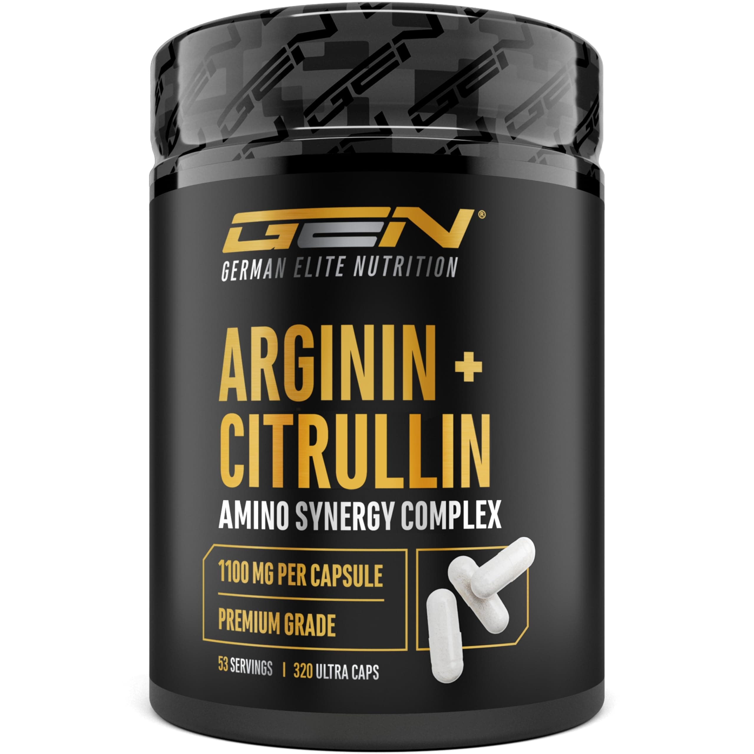 L Arginin + L Citrullin - 320 Kapseln - 1100 mg pro Kapsel - Extra hochdosierte Ultra Caps mit Arginin Base und Citrullin im Verhältnis 1 zu 1 - Hochwertige Aminosäuren Kombination