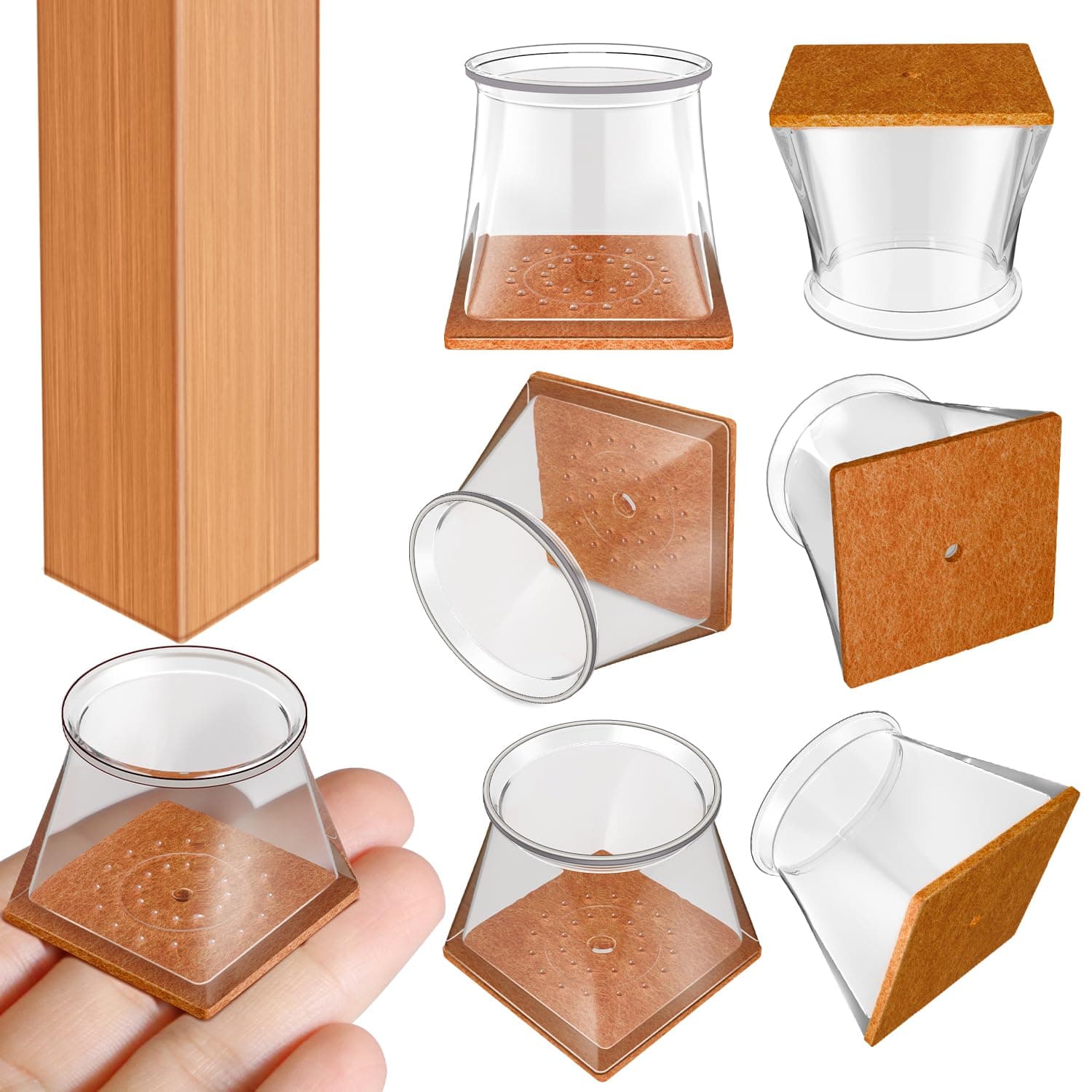 RUSIDO 20 Piezas Protector Patas Sillas Cuadrados, Tacos para Patas de Sillas, Protección para Silla de Silicona (Talla M: Apto con Lados de 19–27 mm), Antirrayaduras y Antirruido, Protegen el Suelo