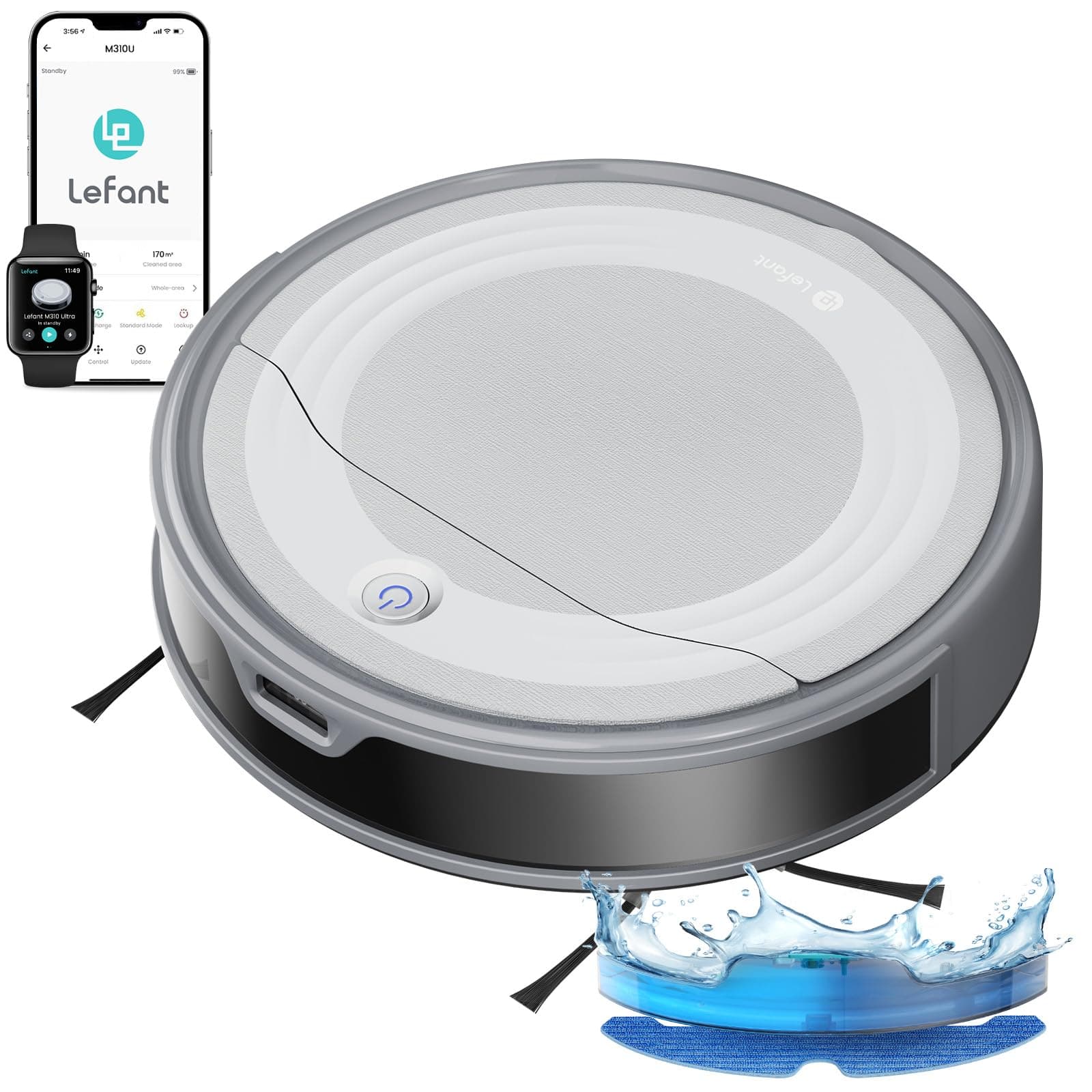 Lefant Aspirateur Robot 6000Pa, Navigation Laser dToF, Évitement Précis des Obstacles, Anti-Enchevêtrement Idéal pour Poils d'animaux, Cheveux et Sols Durs, Contrôle par App/Alexa, M310 Ultra