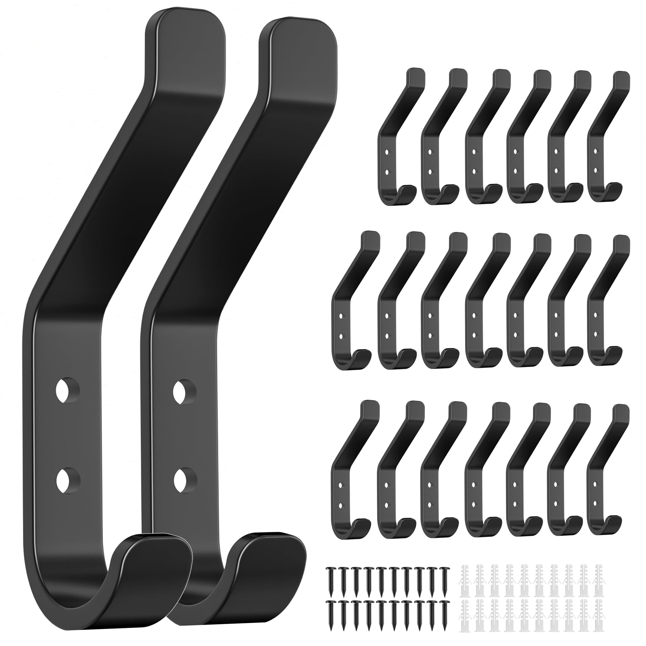 Josmimic Lot de 20 patères à visser noires pour panneaux acoustiques, pour chambre, salon, salle de bain, pour manteaux et vestes, métal 10 cm