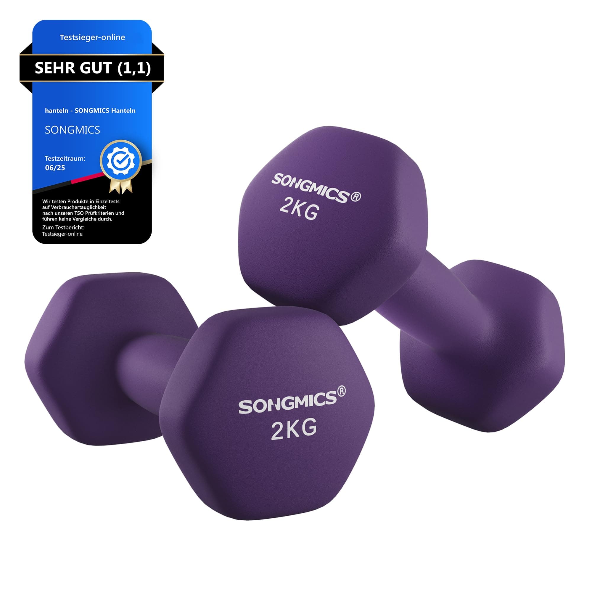 SONGMICS 2 Stück Hexagon Hanteln mit Neoprenbeschichtung für Krafttraining, Fitness, Zuhause